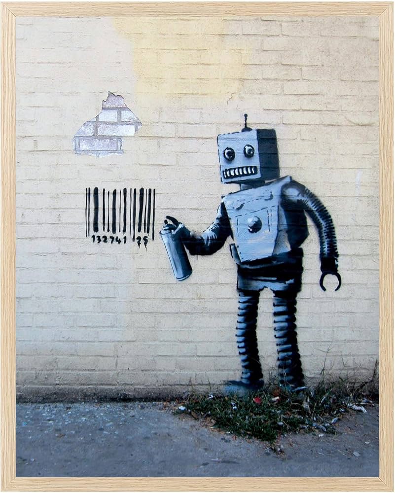 Amazon.com: Banksy Graffiti Wall Art Barcode Robot Pop Art Wall