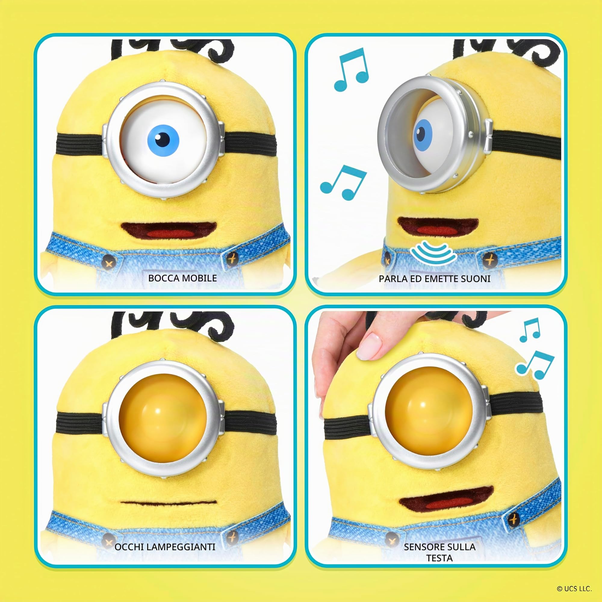 WOW! STUFF Minions Palm Puppetronic - James | 40+ suoni e azioni | Occhio lampeggiante e bocca mobile | Coppie con Minions Henry & Dick Palm Puppetronics | Per fan dai 6 anni in su