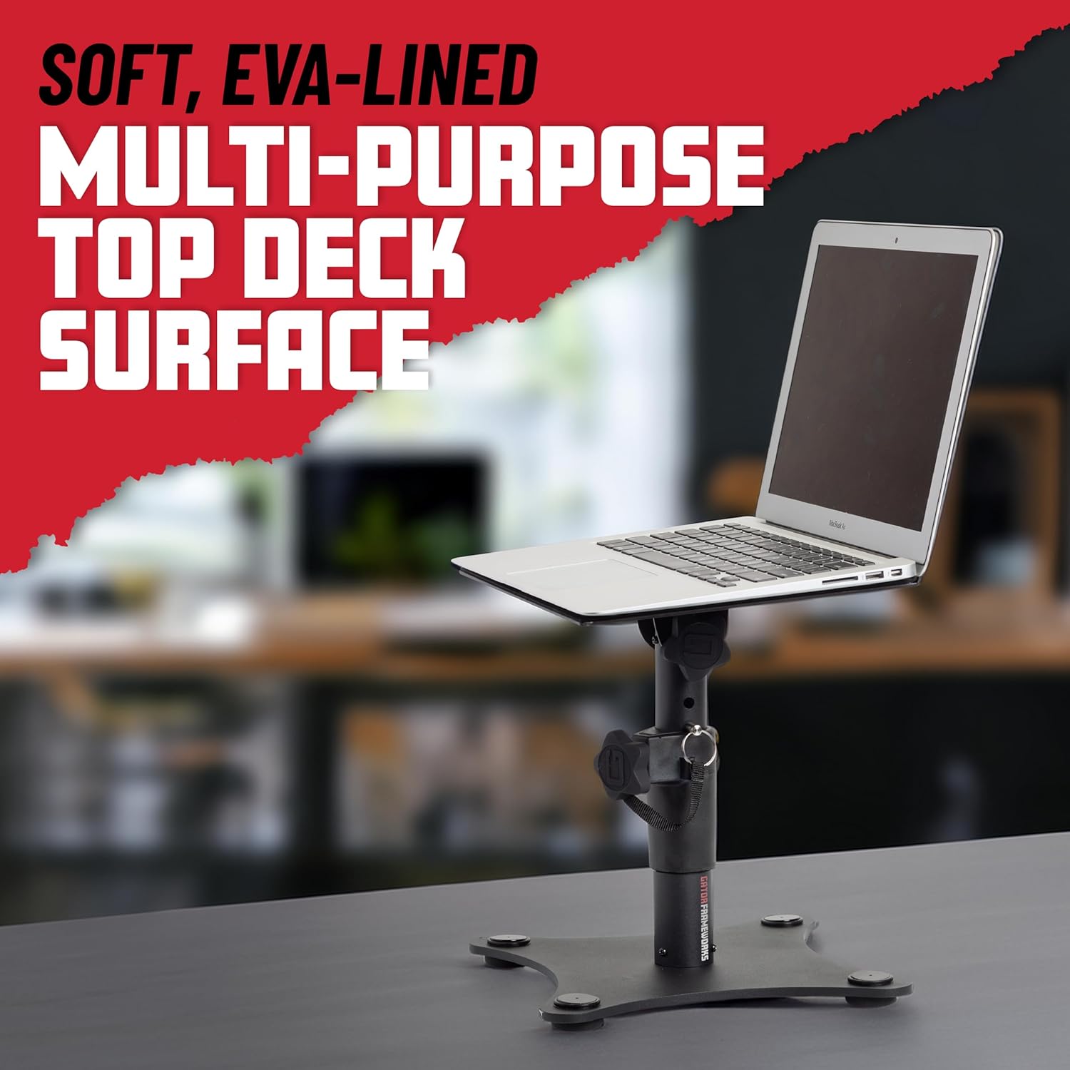 Gator Frameworks Desktop Studio Monitor and Speaker Stands with EVA Foam Padded Surface, Angle Adjustable from 0° to 15° – Set of 2 (GFWSPKSTMNDSK)