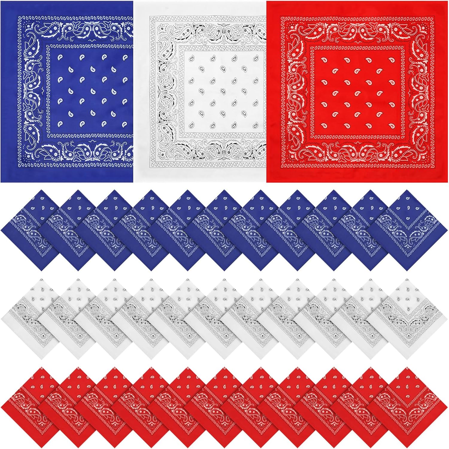 36 Pack Paisley Bandanas Bulk, Unisex Cowboy Bandanas Head Scarf Necktie Face Cover, Western Theme Party Favors