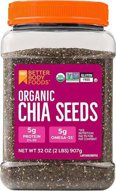 25 Easy Smoothie Recipes with Frozen Fruit and Protein Shakes for Busy Mornings 142 BetterBody Foods Organic Chia Seeds 2 lbs, 32 Oz, with Omega-3, Non-GMO,...