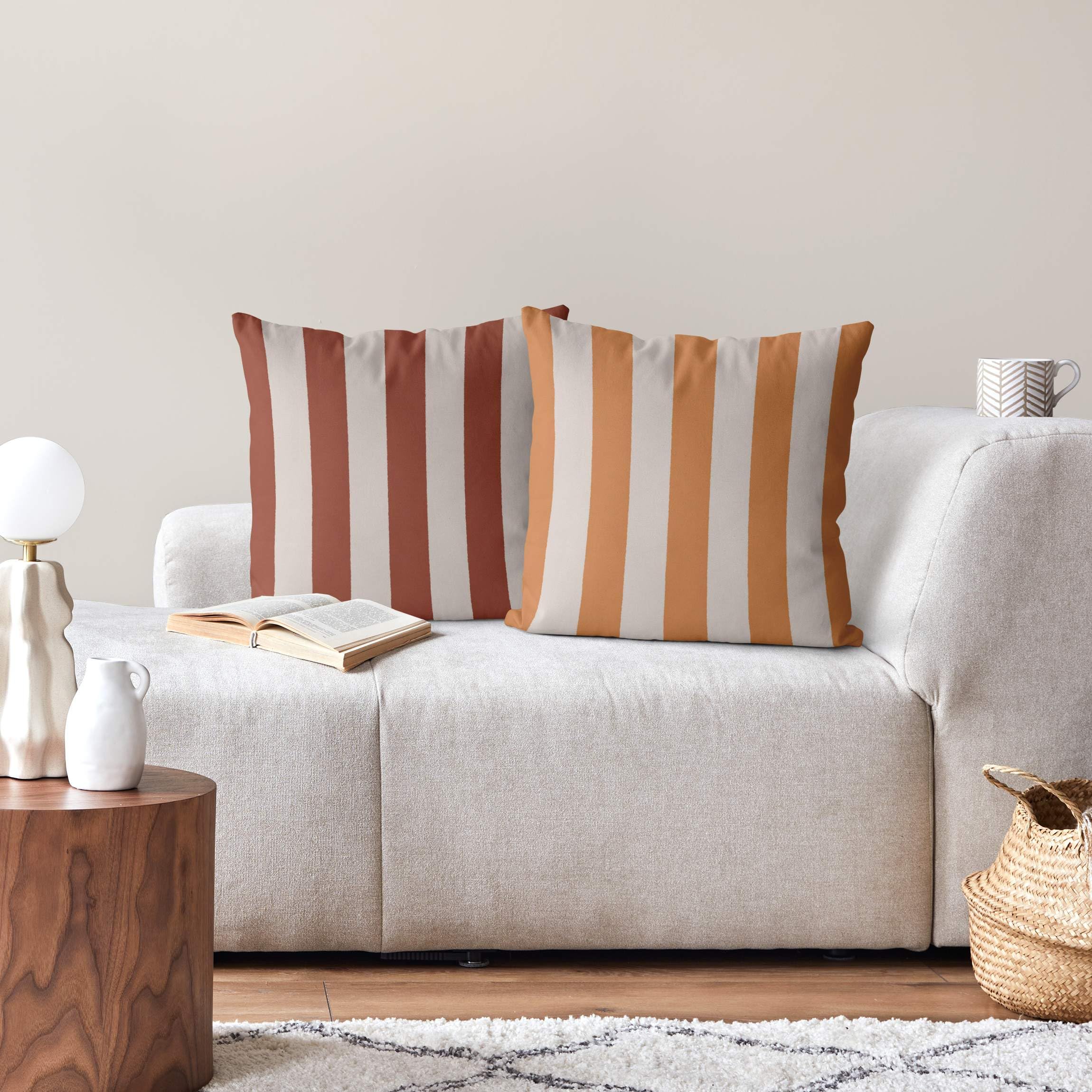 Deko Kissenhülle 2er Set drinnen/Indoor waschbar Sprüche ohne Füllung Zierkissen - Made in Germany - Streifen Bezug rot Sofakissen Abstrakt Indoor Sofa Bett 1273