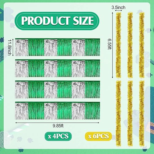 Miniatura 2 de Crowye 10 piezas de decoraciones flotantes para el desfile del día de San Patricio, que incluyen 4 cortinas de flecos de aluminio, 6 guirnaldas de