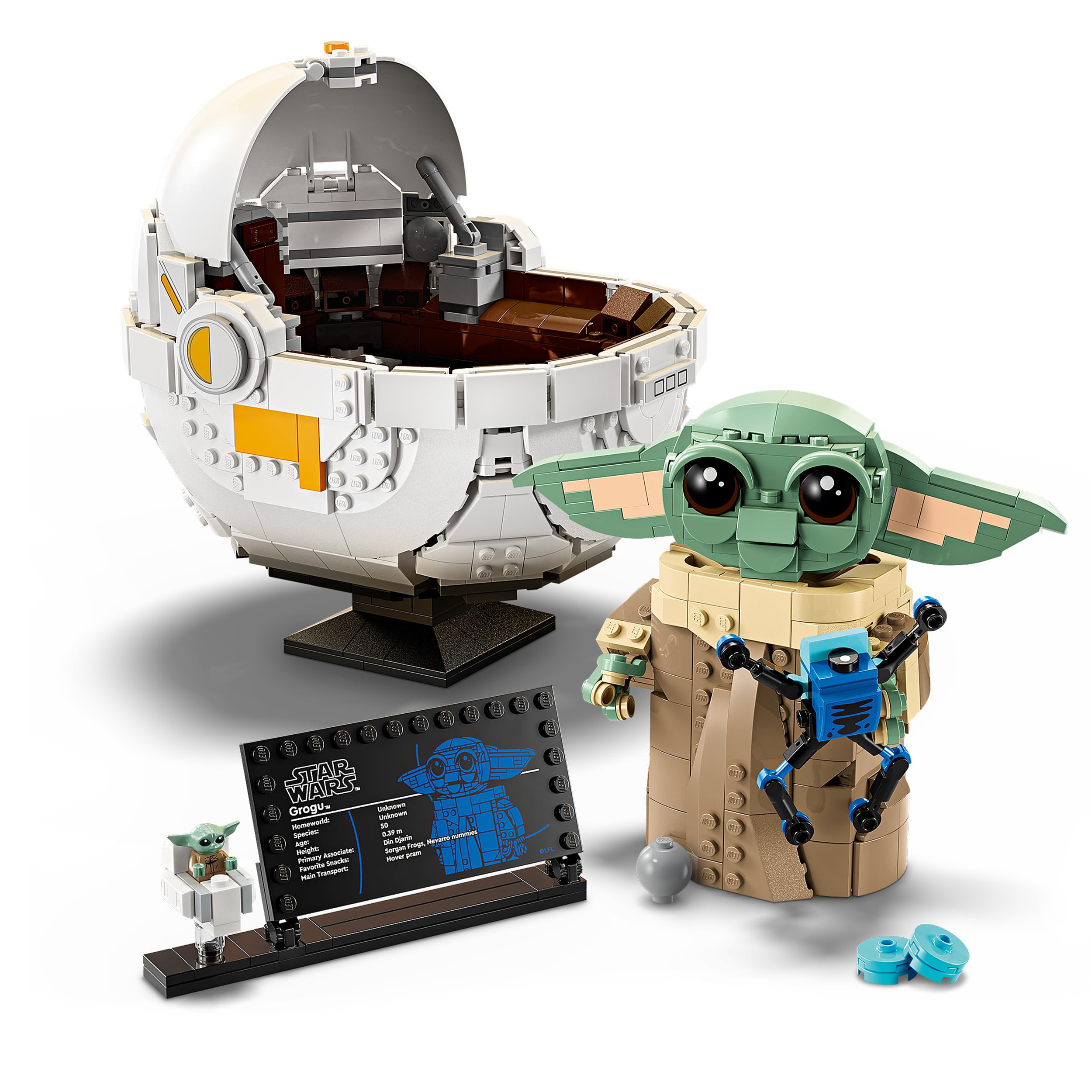 LEGO Star Wars 75403 Grogu con Aerocuna, Figura Articulada de Baby Yoda de Juguete y Minifigura, Decoración de Habitación Juvenil, Regalo para Niños y Niñas de 10 Años o Más y Fans de The Mandalorian