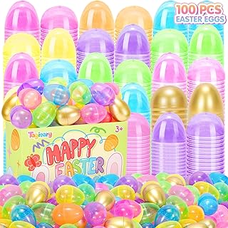 Tagitary Easter Eggs Set 100PCS,Colorful Bright Easter Egg Fillable Include 10 Golden Eggs,Empty Bulk for Easter Theme Party Favors for Kids,Perfect for Easter Egg Hunt Basket Stuffers Classroom Prize