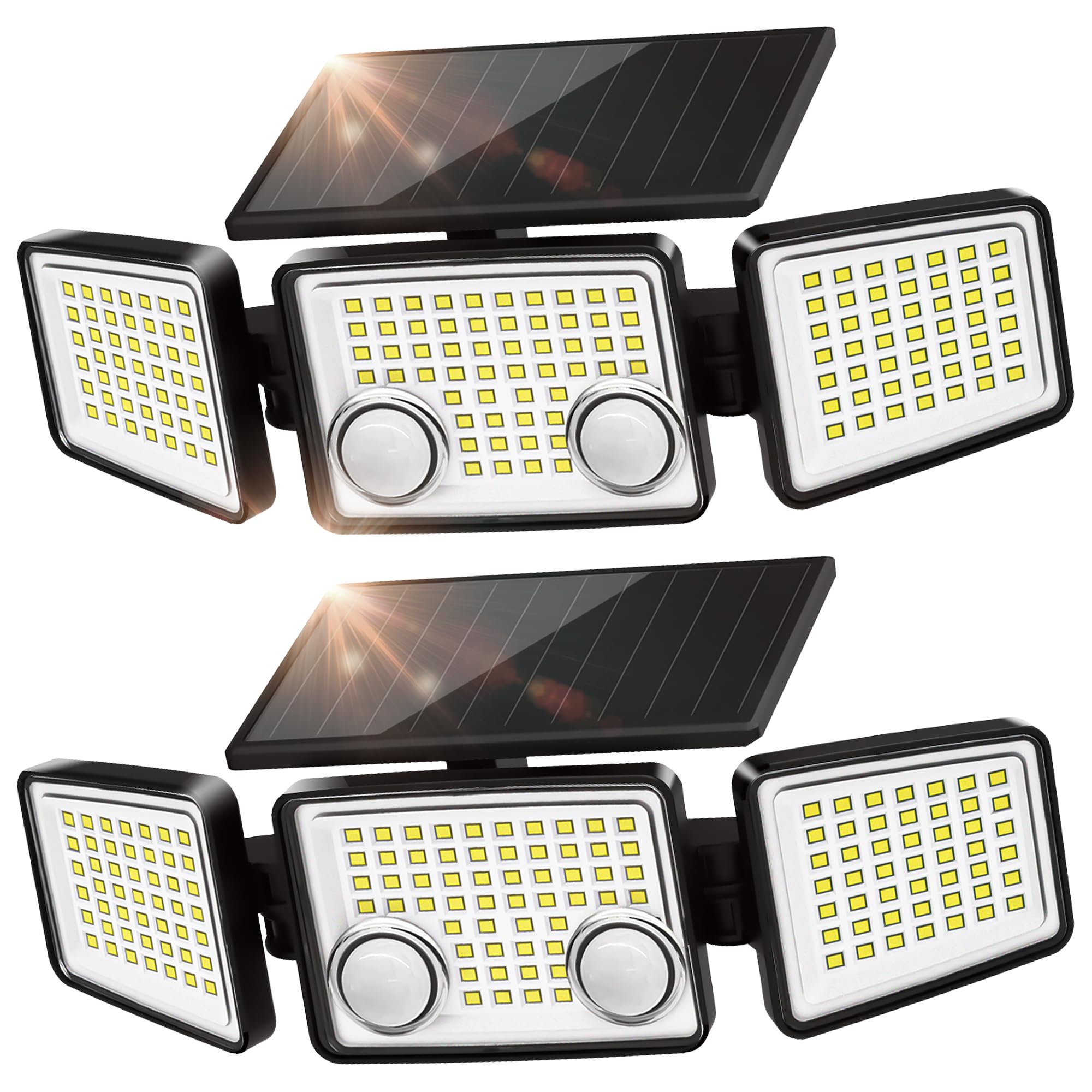 Faretto Solare UME Con Sensore Di Movimento, 302 LED 3000 Lumen, 3 Teste Regolabili, Impermeabile IP65, 180° Di Rilevamento