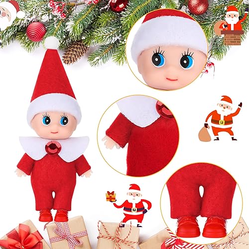 Miniatura 3 de 6 muñecas de elfo de Navidad para bebé, gemelos, juguetes para niños y niñas, accesorios en miniatura de Navidad para Año Nuevo (rojo, verde)