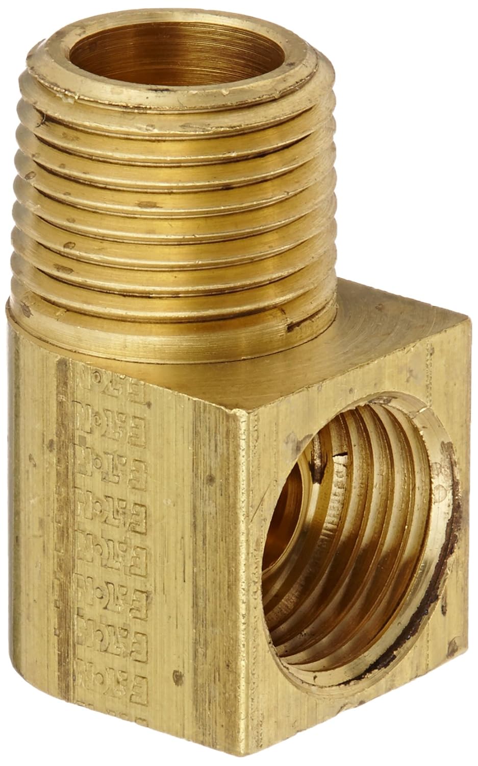Eaton Weatherhead 402X6X6 Brass CA360 Inverted Flare Brass Fitting, 90 Degree Elbow, 3/8 NPT Male x 3/8 Tube OD