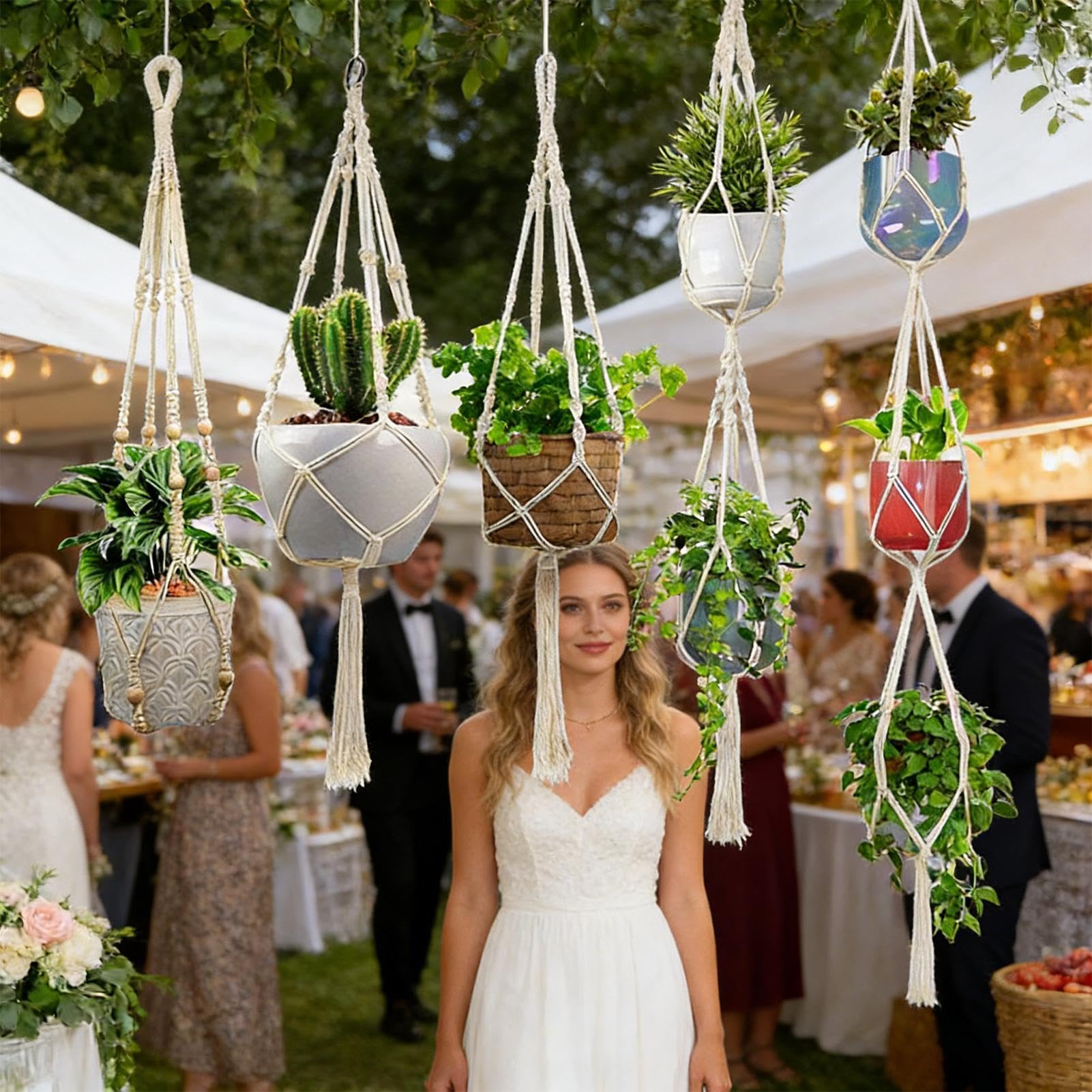 Makramee Pflanzenaufhänger Makramee Blumenampel Gewebter Korb Boho-Stil