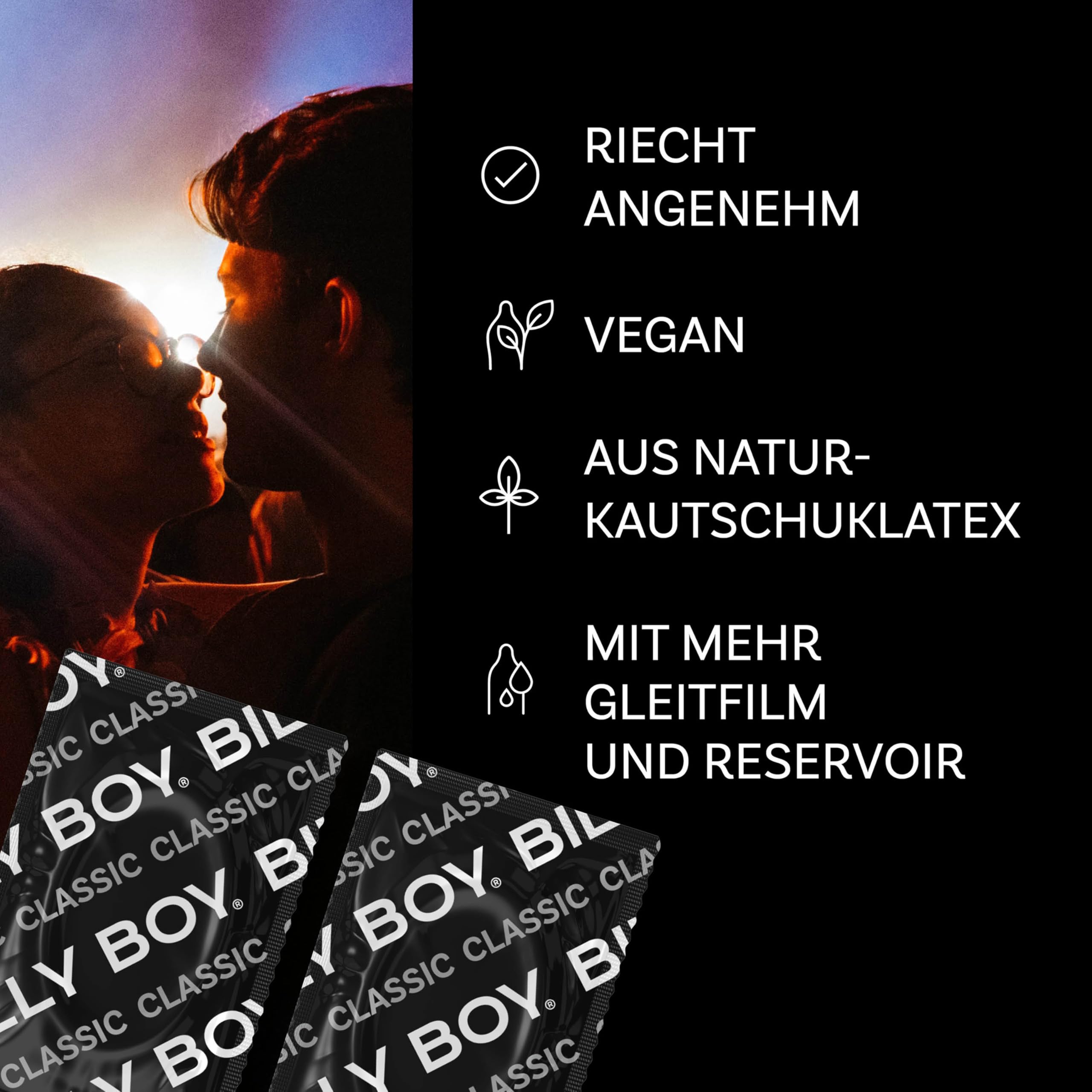 BILLY BOY Kondome Extra Feucht 100er | 56 mm | Kondome BREITER mit mehr Gleitfilm & angenehmen Duft | 100 Stück