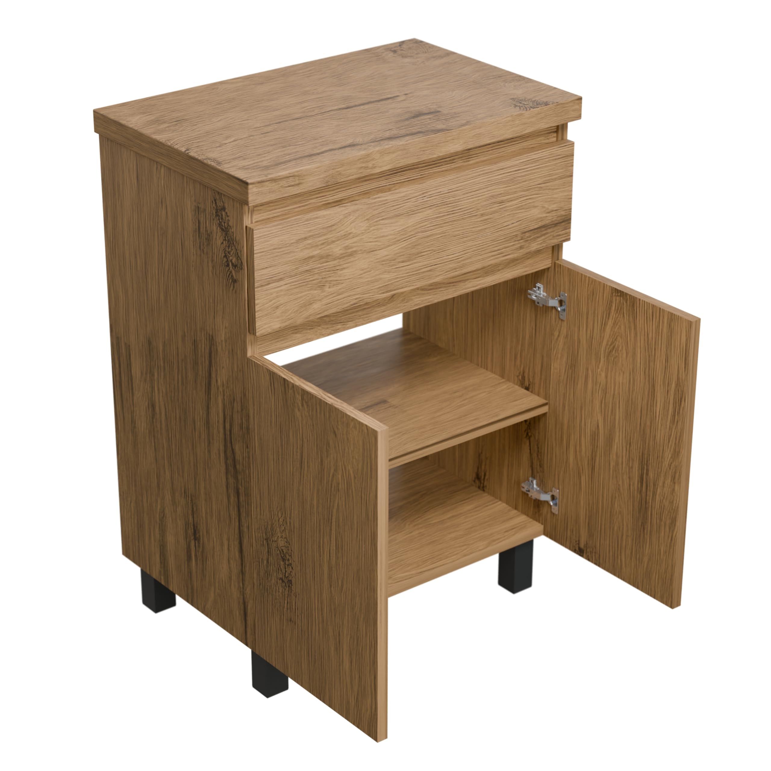 Waschbeckenunterschrank Ariza TOP 60 cm Breite, ohne Waschbecken, Unterschrank mit Schublade, Hängend oder Stehend, für Aufsatzwaschbecken - Holz/Eiche Lancelot