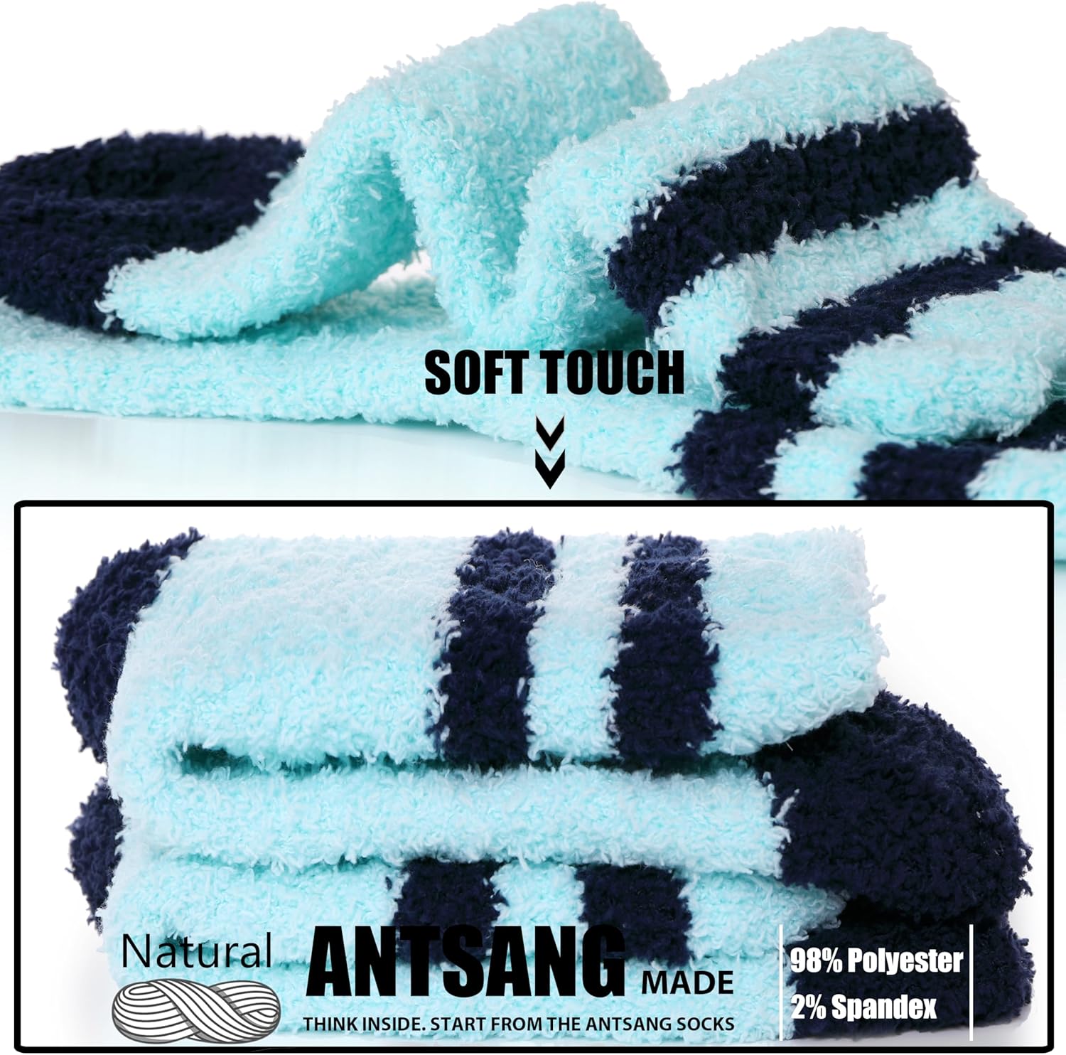 ANTSANG Fuzzy Socks for Women, Fluffy Warm Soft Slipper Socks for Winter & Home, Ideal for Teen Girls - Image 4