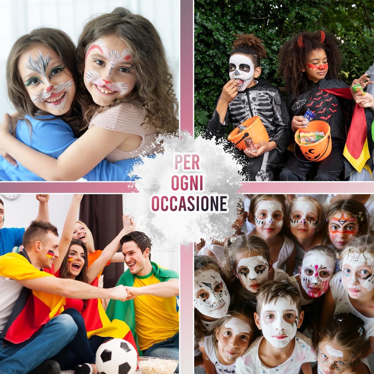 Festicy Premium Pittura per viso I 20g colori per il viso e corpo ed una spugna I face paint trucchi da viso per travestimenti, per Carnevale e Halloween, truccabimbi per bambini ed adulti (Bianco)