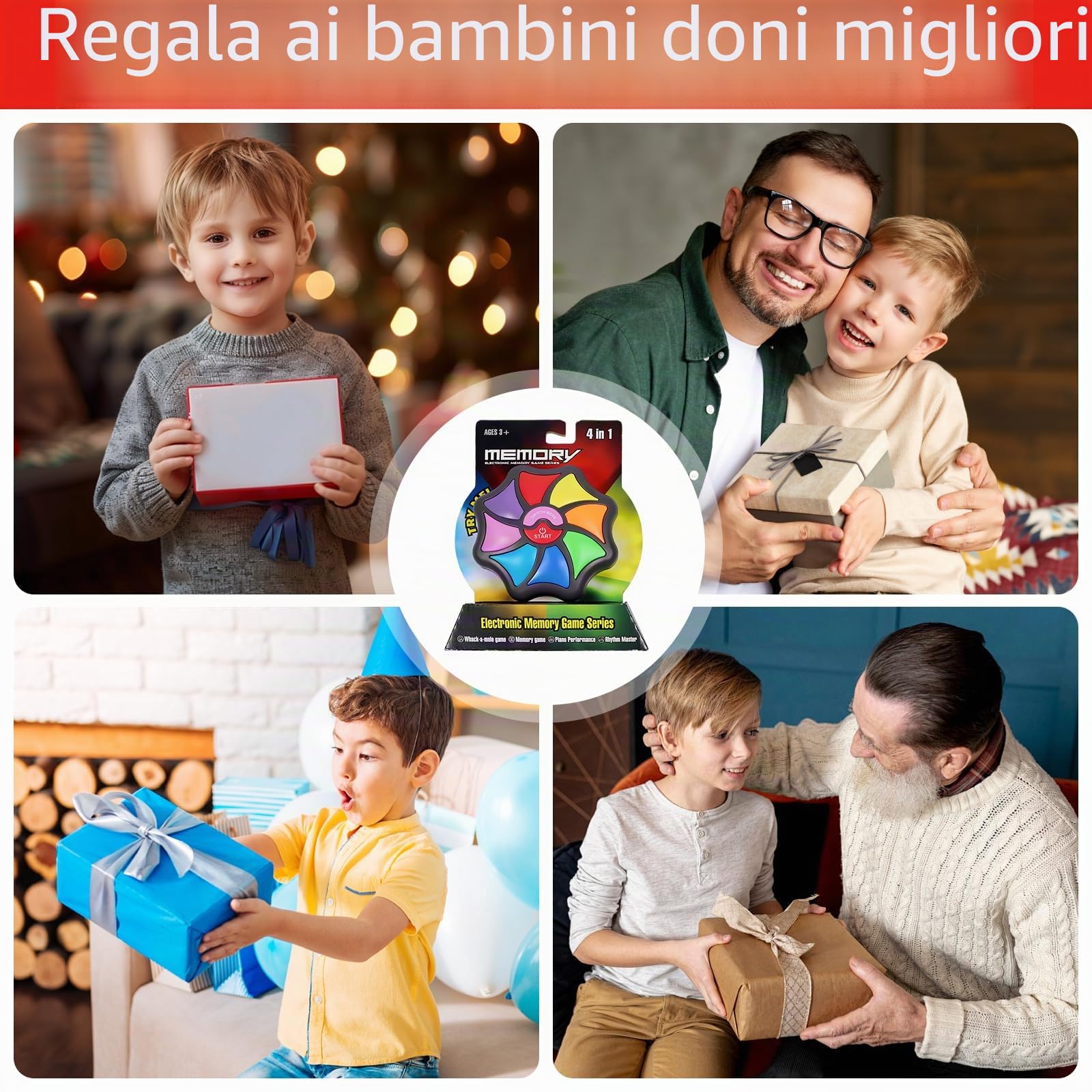Gioco di memoria per bambini, gioco di memoria elettronico, giochi di allenamento della memoria, gioco con luci e rumori, giochi educativi per bambini, ragazzi, ragazze, regalo
