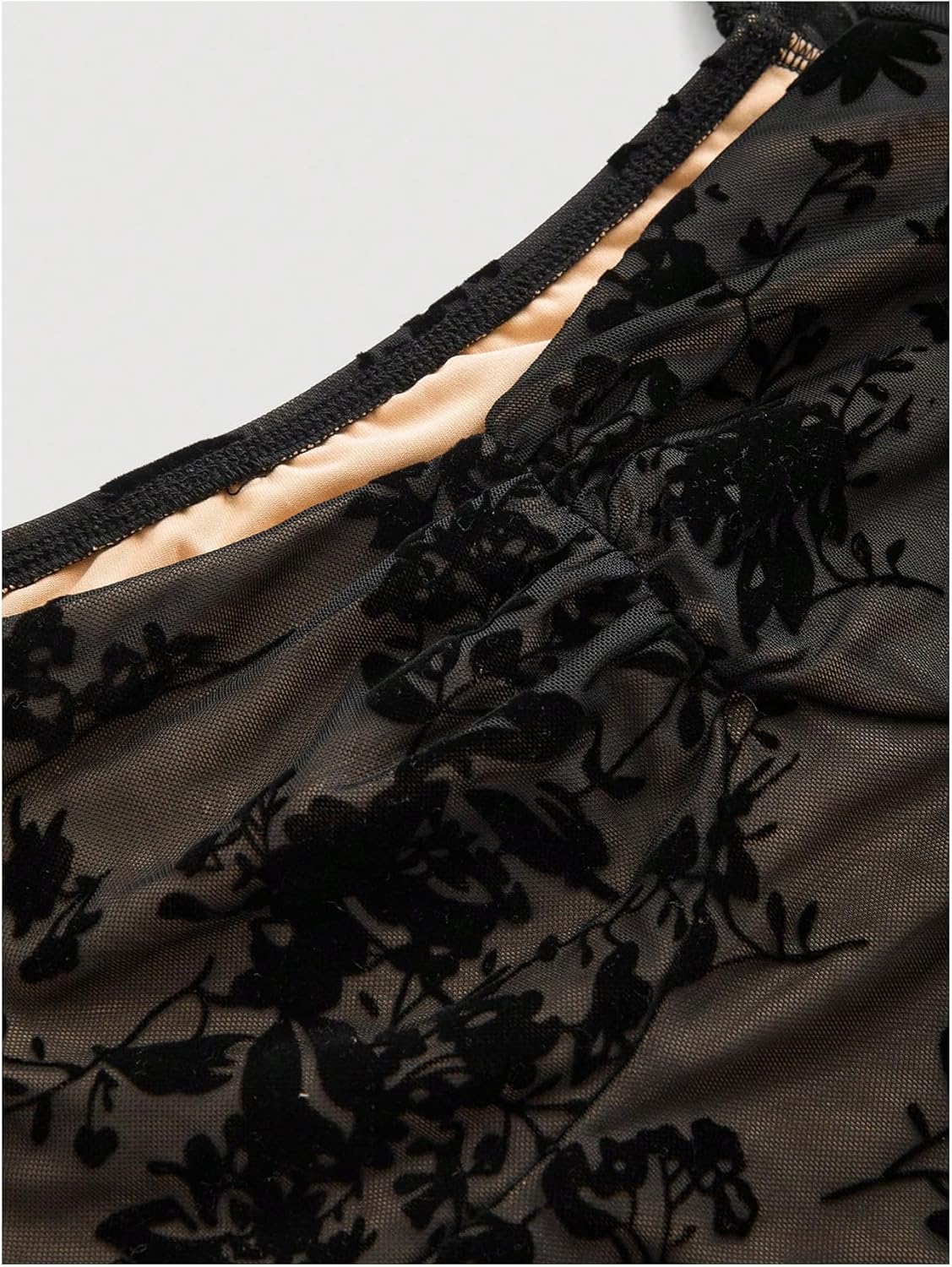 WDIRARA Women's Plus Size Floral Jacquard Long Bell Sleeve Sweetheart Neck Tie Backless A Line Mini Dress - Image 5