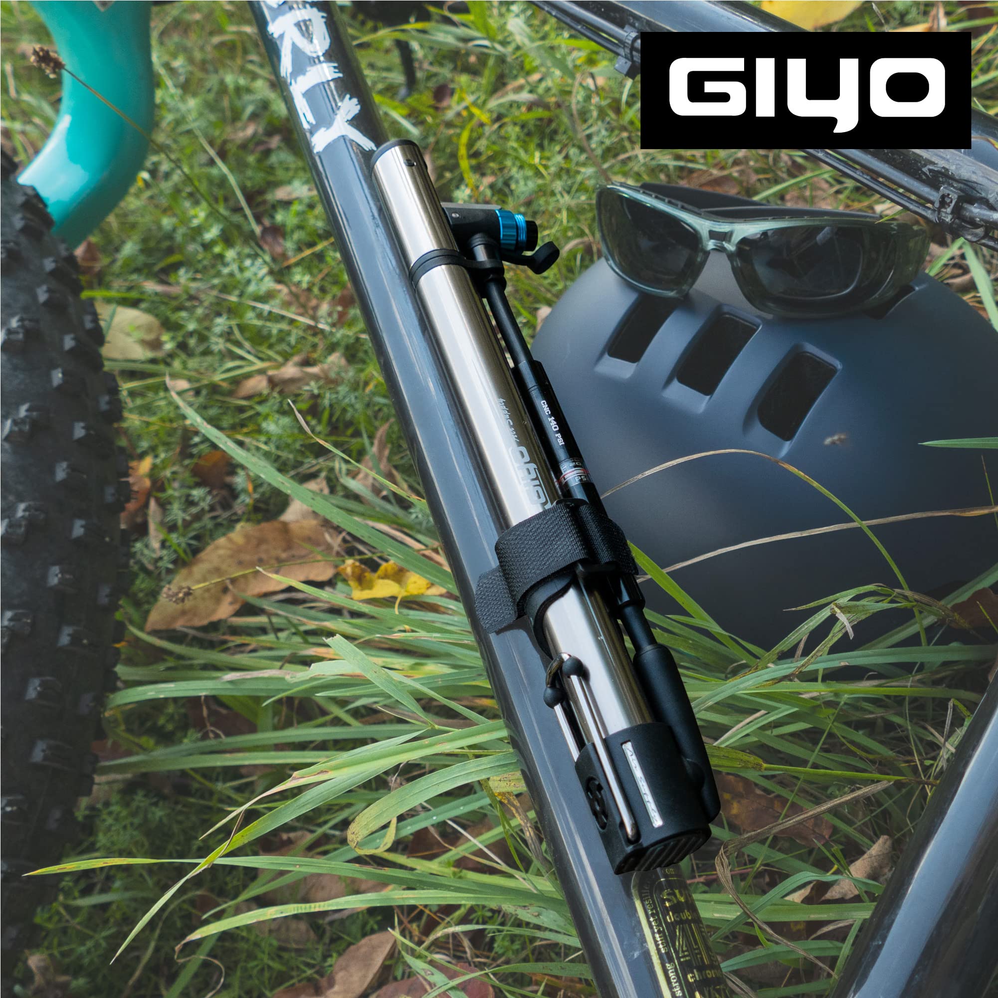 GIYO GM741 Hochpräzise Fahrradpumpe mit Manometer – Tragbare Standpumpe, langlebig & leicht für Mountainbikes & Rennräder, 140 PSI, universelle Ventilkompatibilität