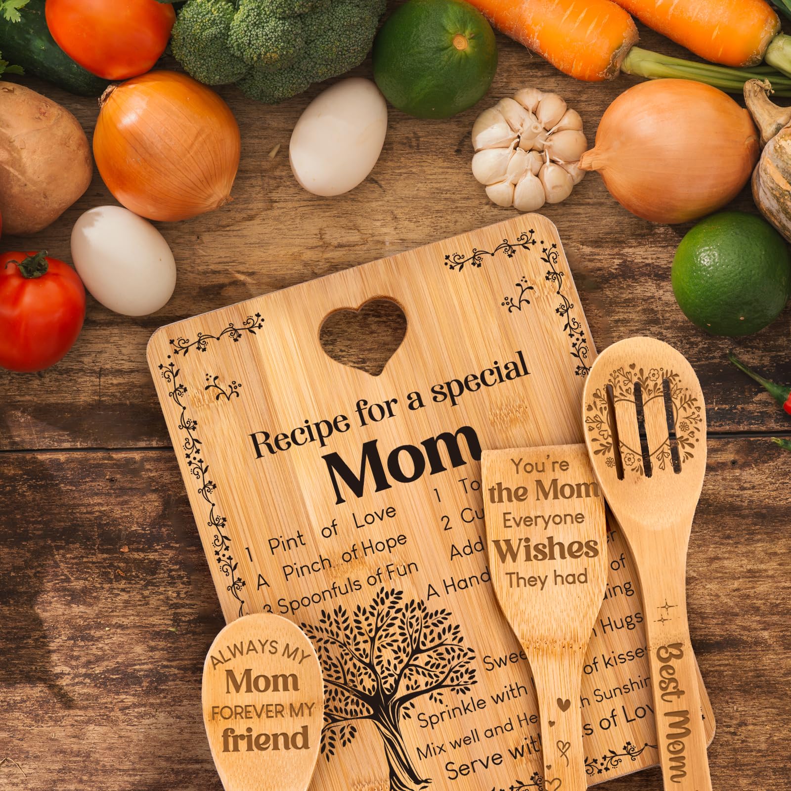 Regalos para mamá – Juego de tabla de cortar con texto en inglés "Recipe for a Special Mom" para mamá, regalo de cumpleaños para mamá, regalo de cumpleaños, día de la madre, Navidad para madre de hija