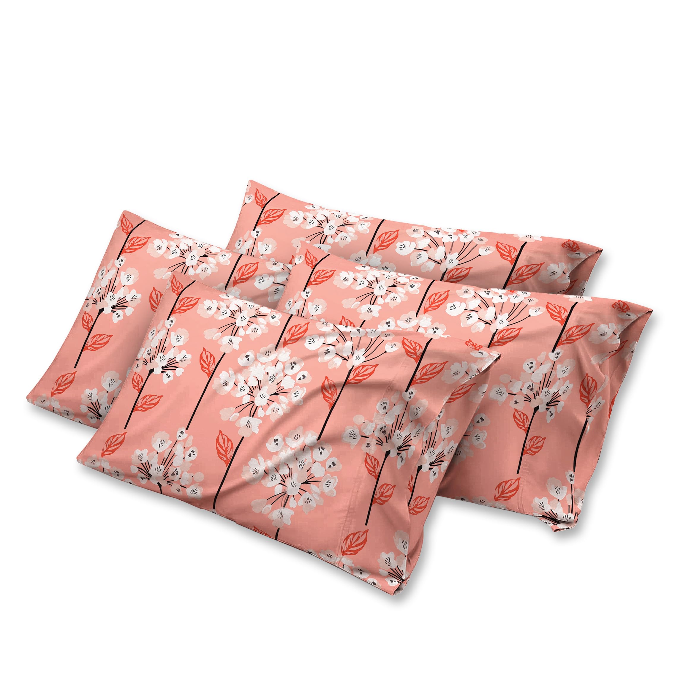 DANYDude 400 Thread Count Floral Printed Pillow Cases Pack of 4 100% Egyptian Cotton Pillow Covers Soft & Machine Washable Printed Pillow Cases 4 Pack Room Decor — image 1
