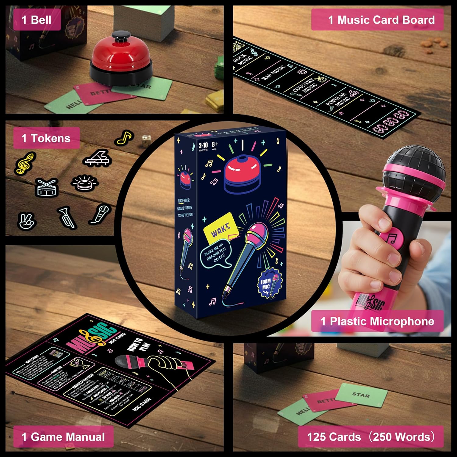 Party Game-Ultimate Music Trivia Challenge for 2-10 Players,New Music Version of Family Card Game,125 Lyric Cards, Microphone & Games Board,Perfect for Adults & Music Lovers Games Night - Image 2