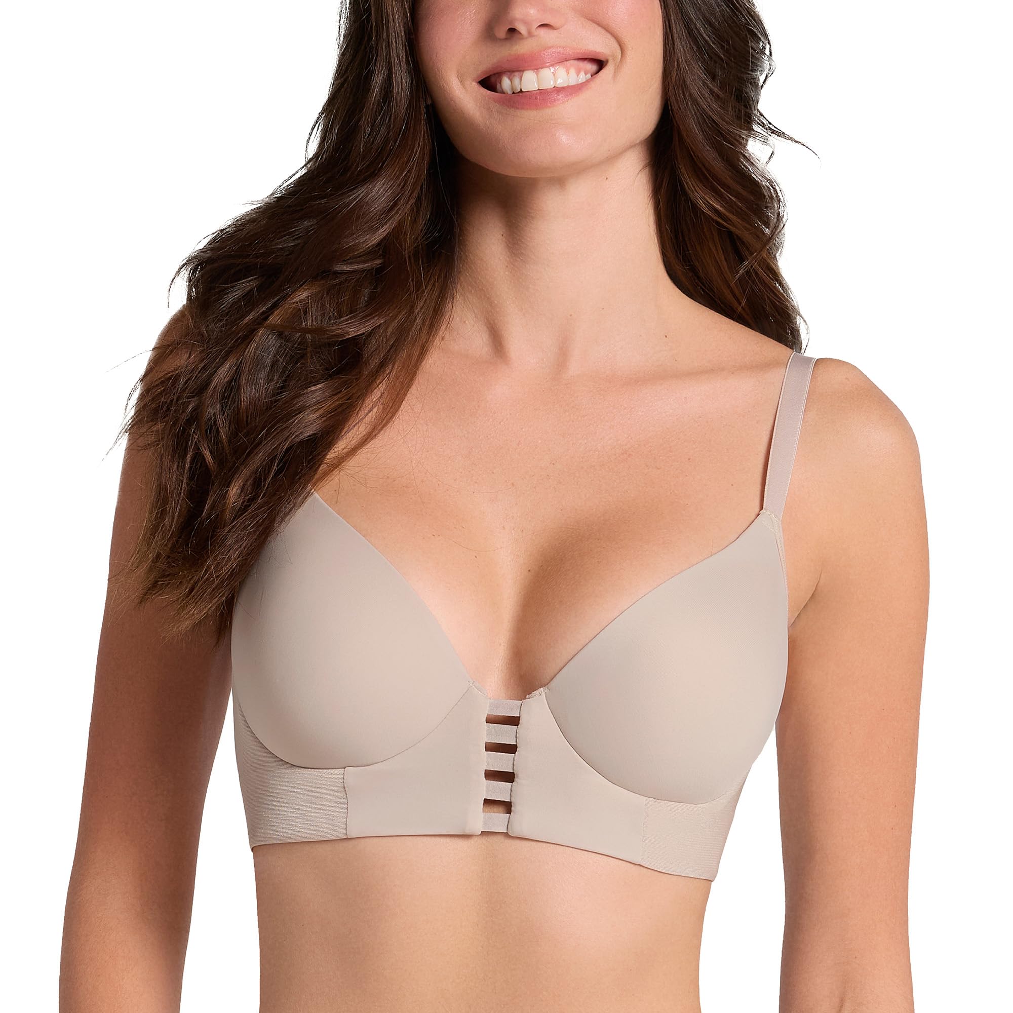 Leonisa Lace Stripe Natural Support Underwire Bra - High Coverage Full Cup Bras for Women