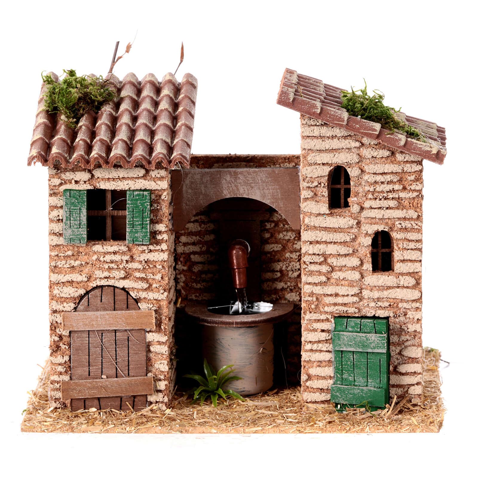 Holyart Fontana acqua fra case rustico h 8 cm 15x20x15 cm