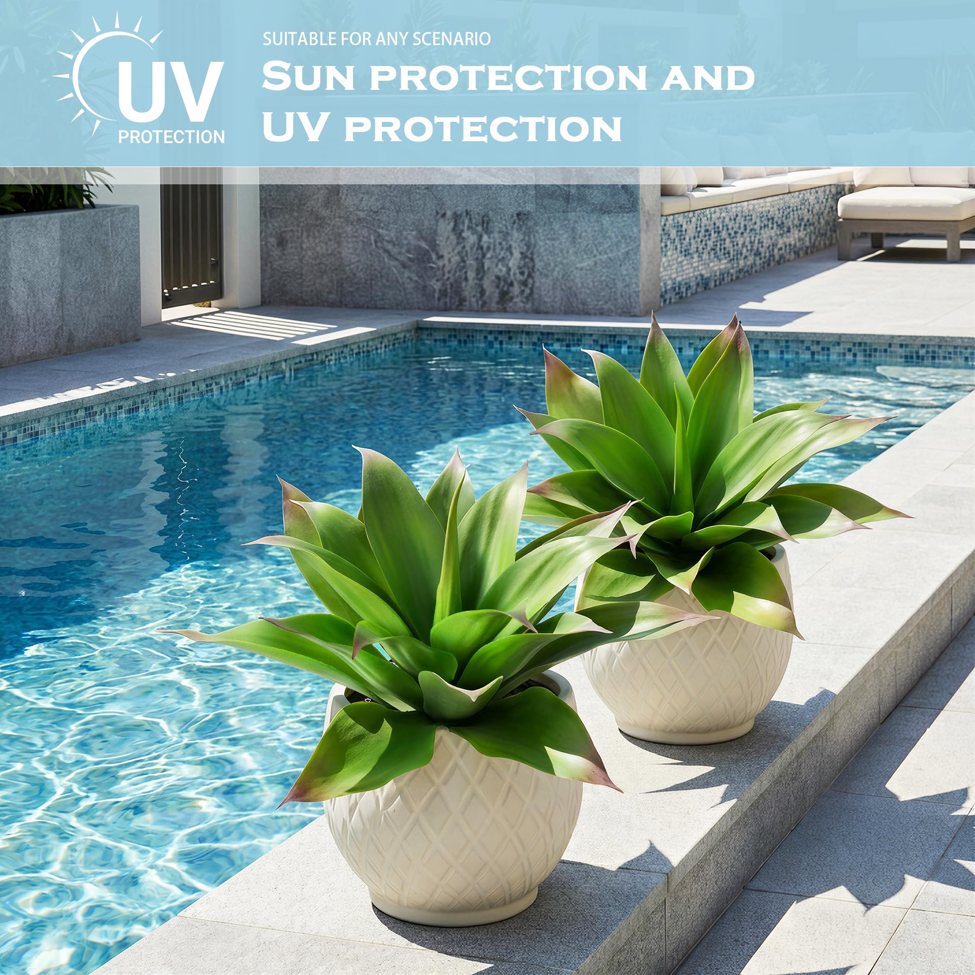 Grandes plantes d'agave artificielles résistantes aux UV pour décoration d'intérieur et d'extérieur Vert 38,1 cm