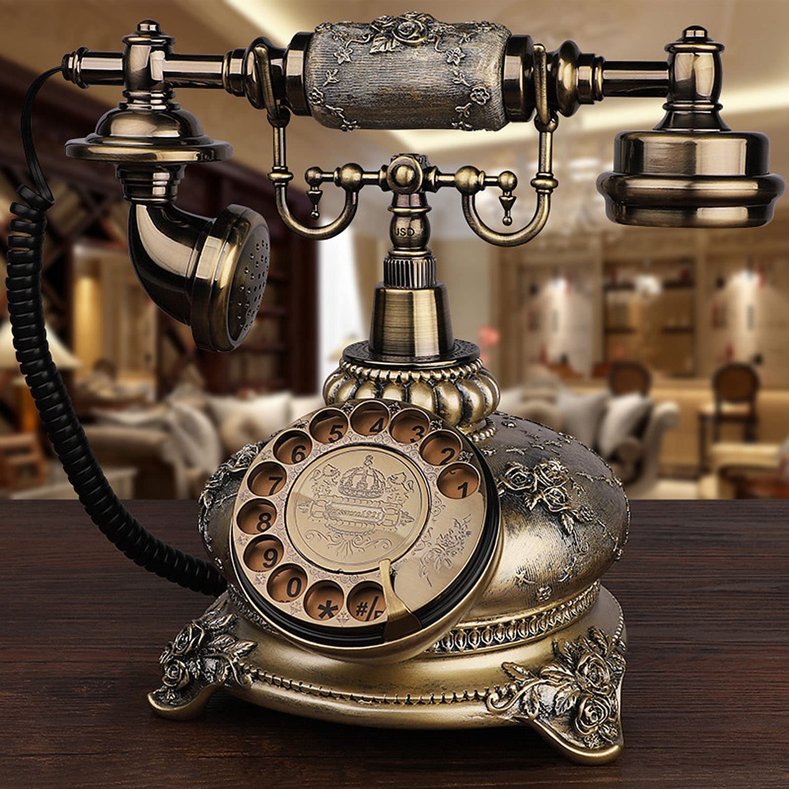 Téléphone, téléphones Fixes rétro à l'ancienne, téléphone Filaire pour la Maison et la décoration, Style européen Classique, galvanoplastie mentale