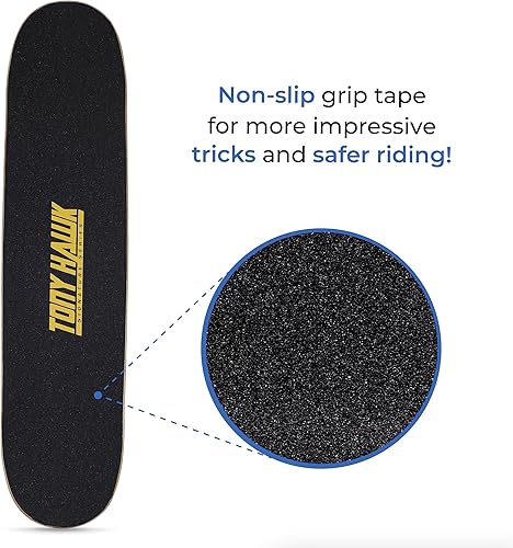 Miniatura 9 de Tony Hawk - Patineta de 31 pulgadas con camiones profesionales, cinta de agarre completo, cubierta de arce de 9 capas, ideal para todos los niveles