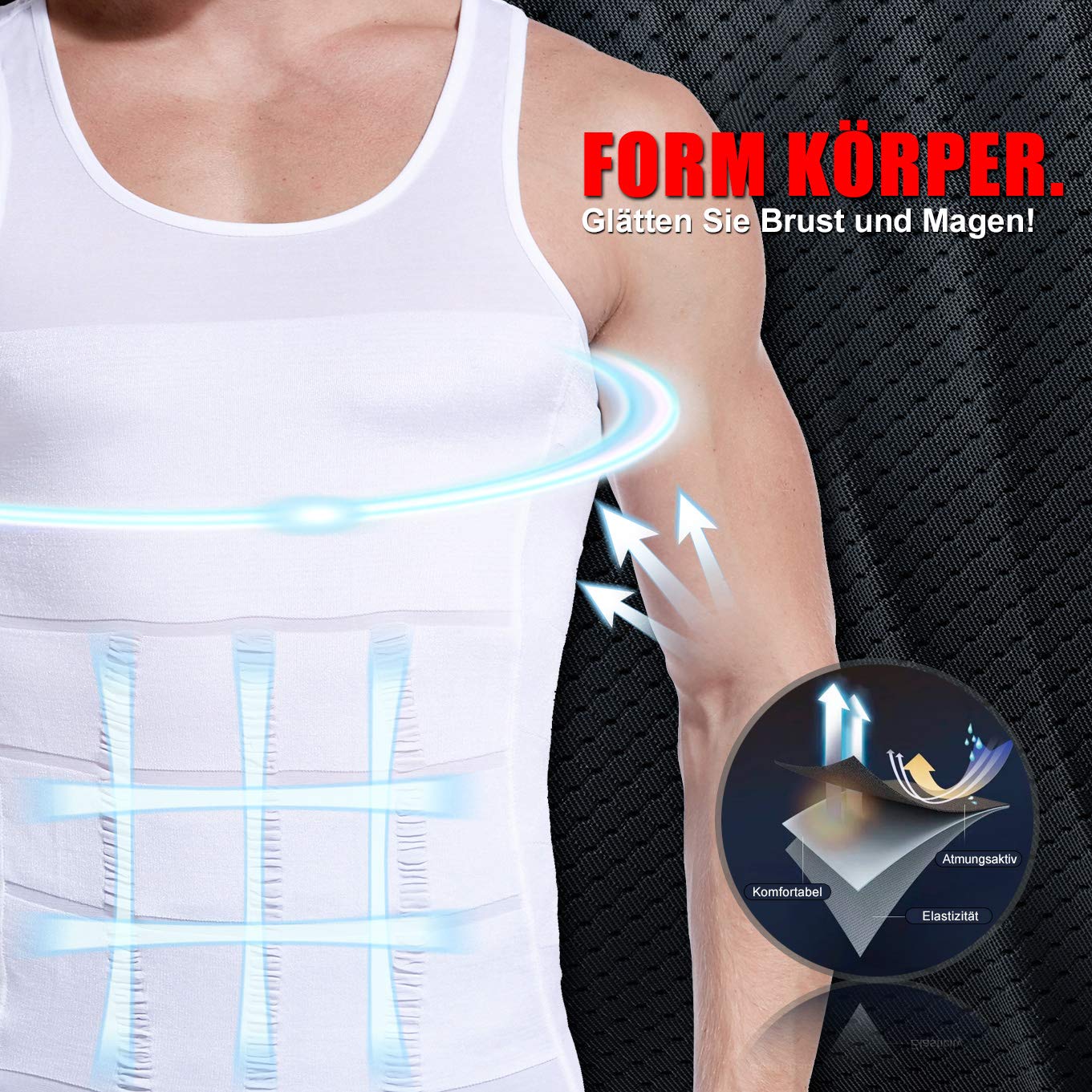 VENI MASEE Men es Body Shaper Schlankheits Weste, Männer elastische Formung Weste thermische Kompression Basisschicht schlank Kompression Muskel-Tank Shapewear
