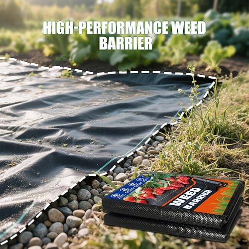 Miniatura 6 de Tela de jardín resistente para malas hierbas, barrera contra malas hierbas, bloqueador de malezas para tela de paisajismo, tela geotextil para