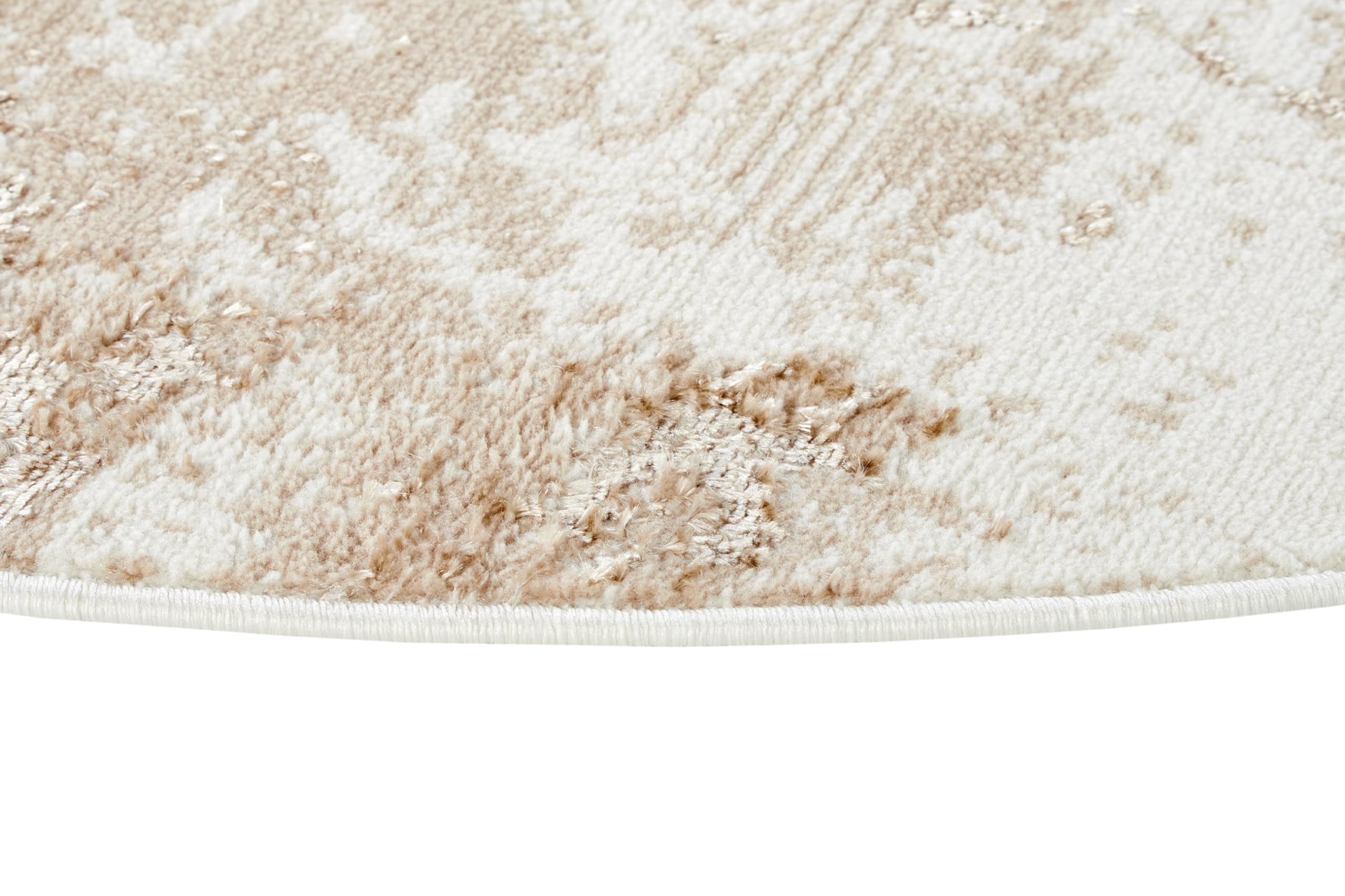 TAPISO Crystal Rund Teppich Kurzflor Glänzend Braun Beige Marmoreffekt 3D Effekt Wohnzimmer Schlafzimmer Modern Design ÖKO-TEX 240 x 240 cm