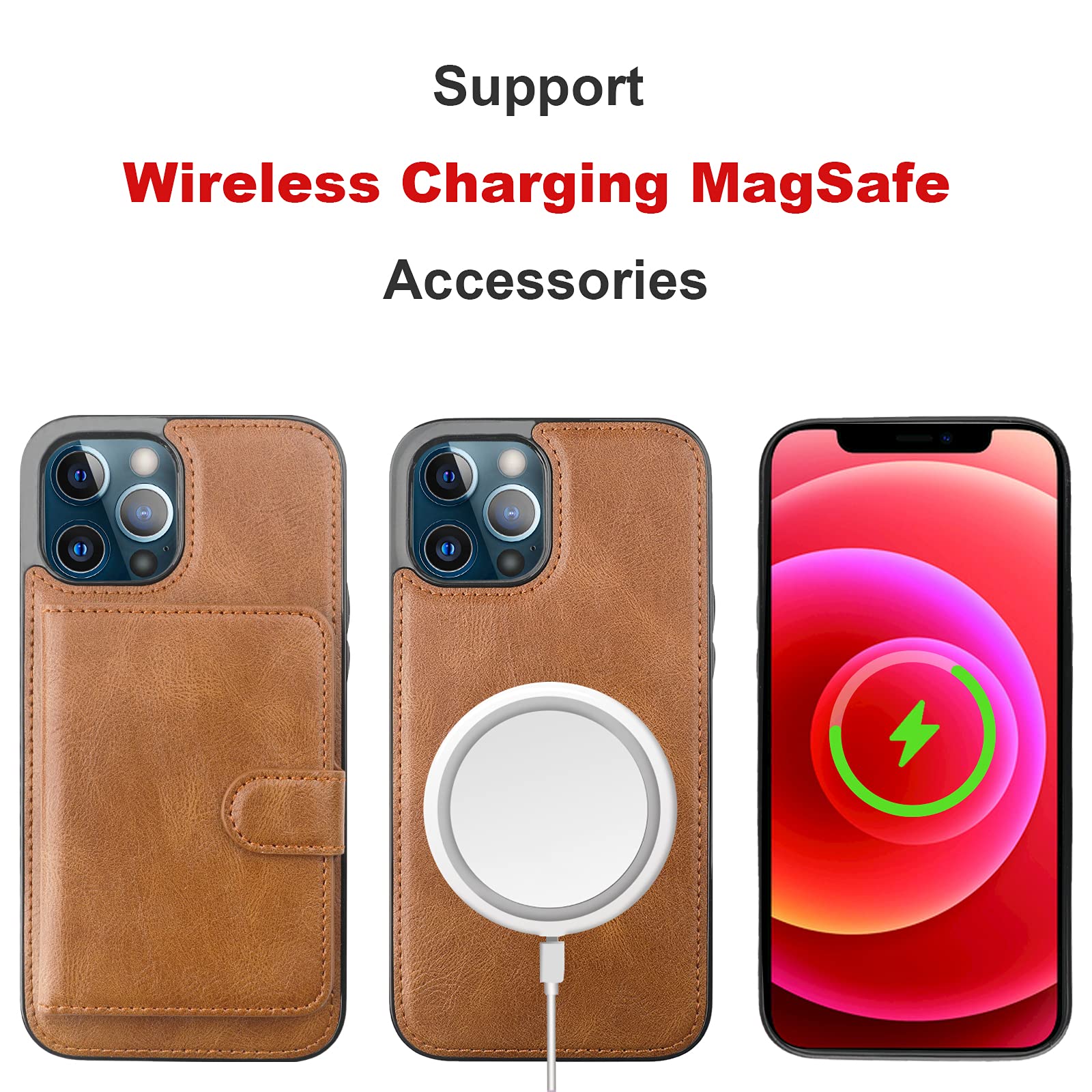 Bocasal For IPhone 12 Pro Max Wallet Case Compatible With MagSafe Wireless Charging