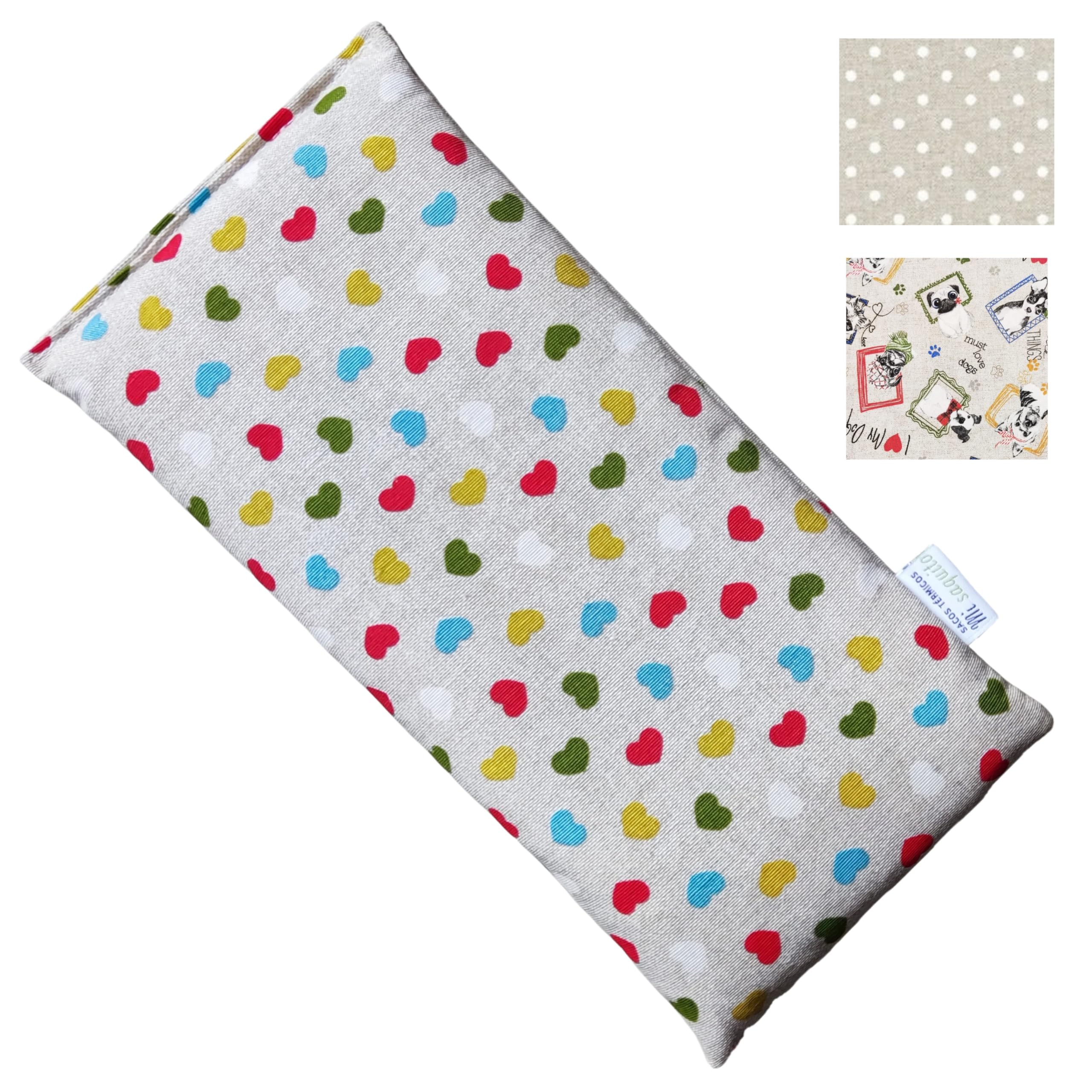 Saco de Semillas Termico 30x15 cm – Saquito Térmico Cervical con Lavanda – Bolsa Térmica de Calor y FrÃo – Bolsa de semillas Calor Microondas - Almohadilla Alivio Dolor Menstrual (CORAZONES)