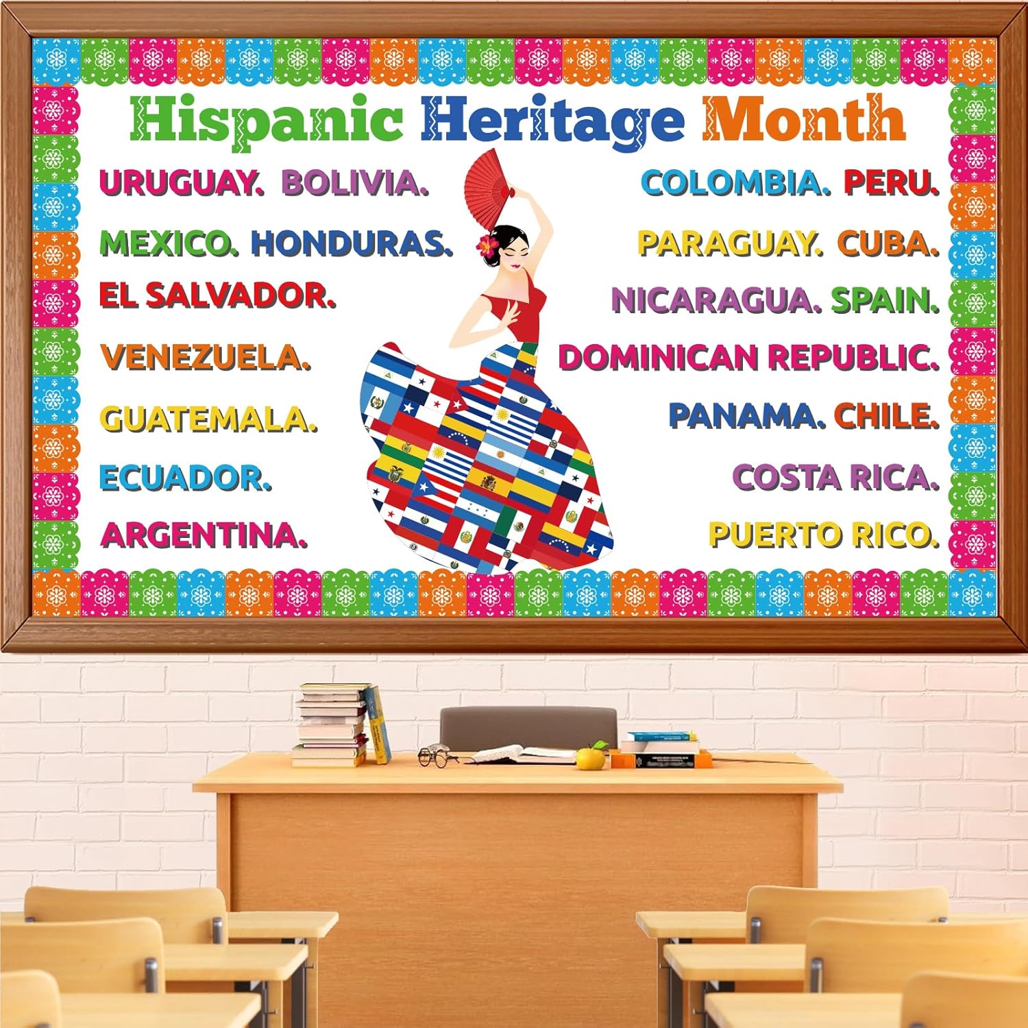Hispanic Heritage Month Bulletin Board Decorations Set, Spanish Classroom Decorations Latin American Cutouts National Hispanic Heritage Month Decoration for School Door Window Wall Decor