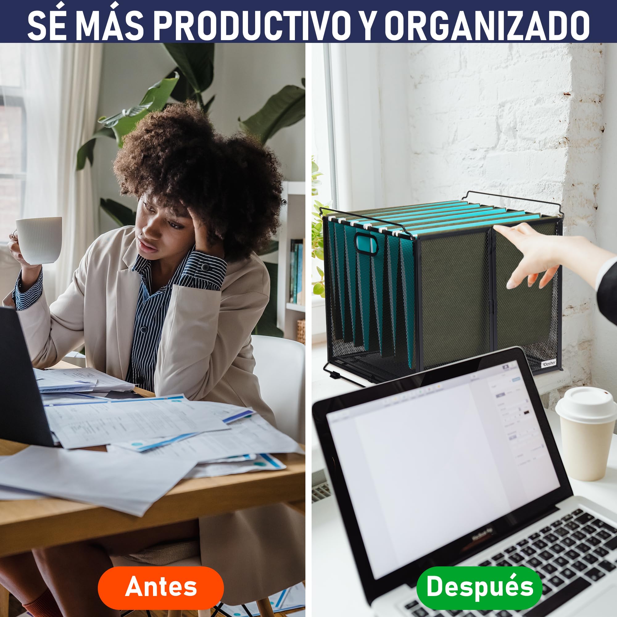 Dasher Products Organizador de documentos colgante tamaño A4, contenedor de carpeta de archivos suspendida, caja de malla de metal negro, soporte para documentos, organizador portátil colgante
