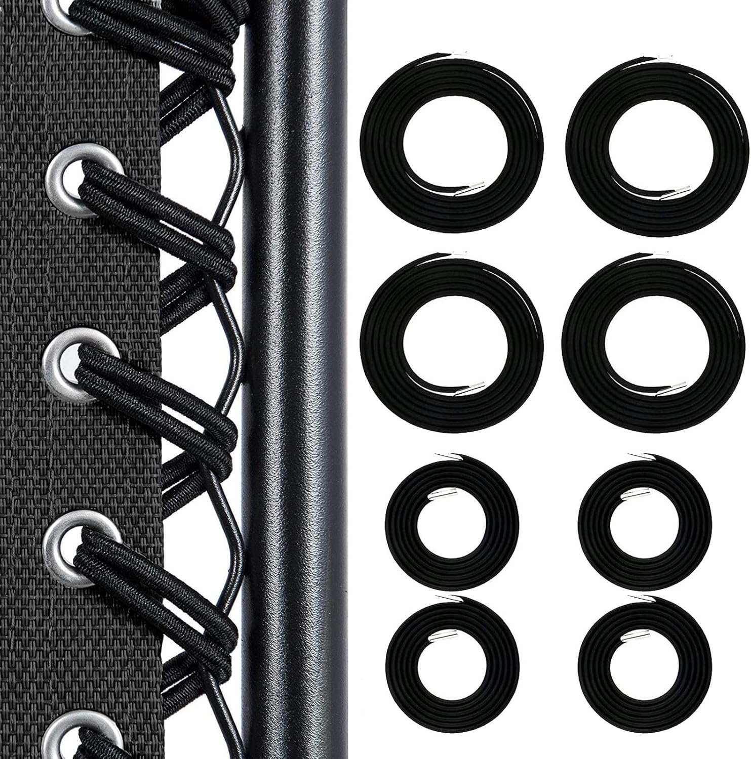 Universal Replacement Bungee Cords for Zero Gravity Chair Zero Gravity Recliner Repair Tool Lounge Recliner Repair Kit (Black, 8Cords)