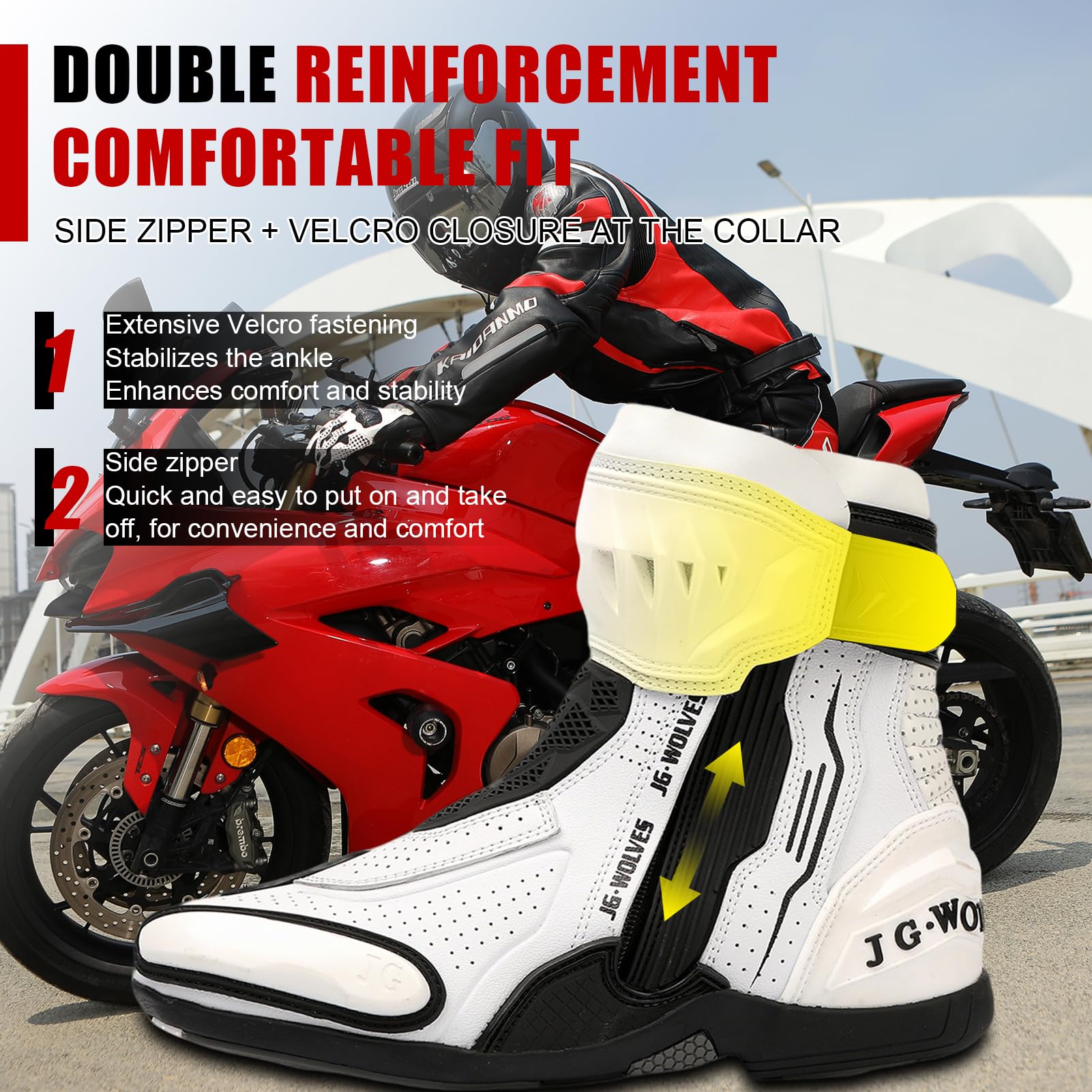 Bottes de Moto pour Hommes et Femmes, Chaussures de Moto en Cuir Aérées, Baskets de Moto, Bottes de Moto avec Maintien de La Cheville, Semelle Antidérapante