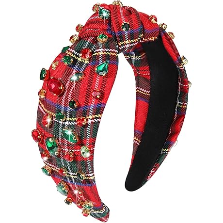 Boderier: Gleaming, Red Tartan Headband - A Festive Hair Accessory