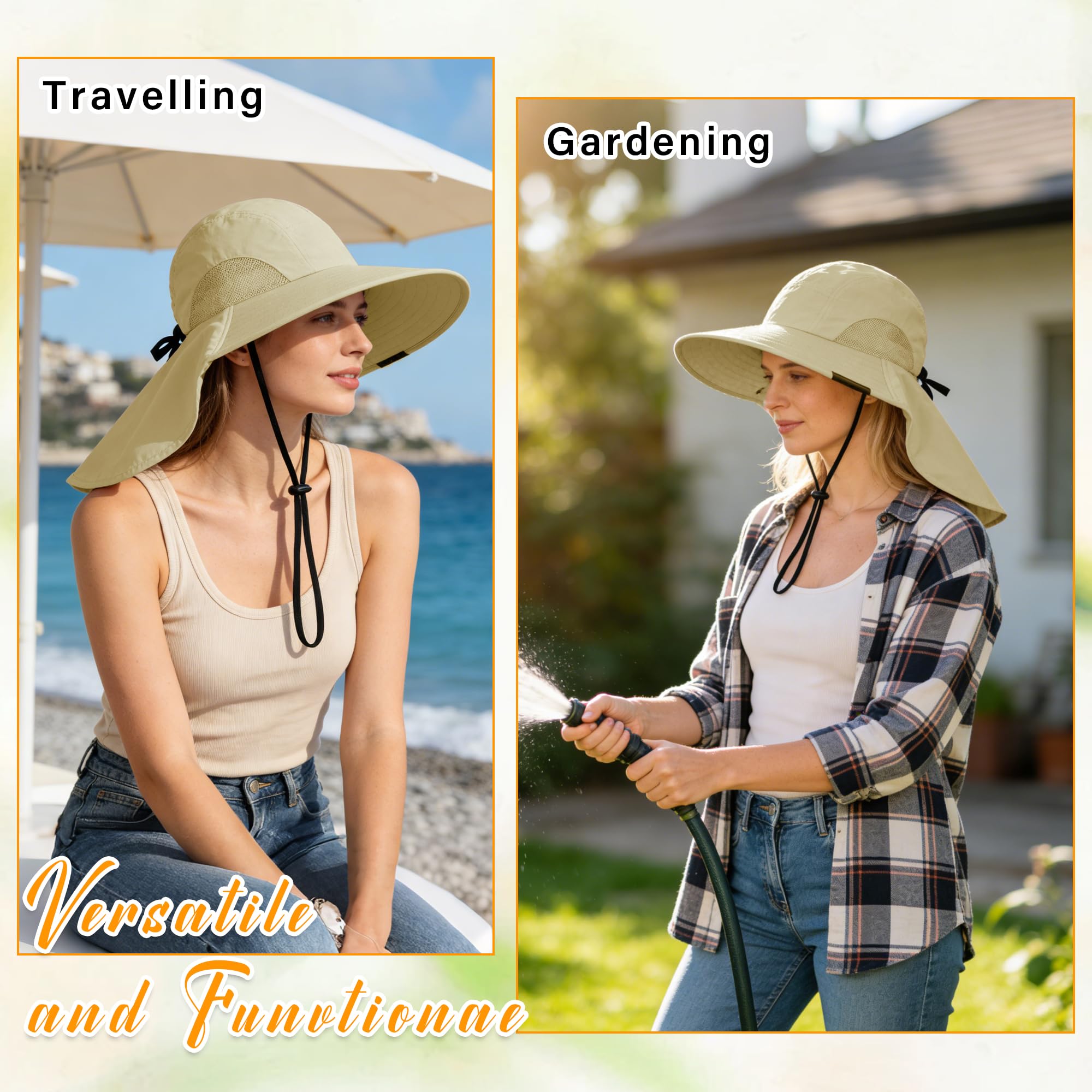 Outdoor Sonnenhut Herren Damen mit Kinnband,Faltbar Breite Krempe Bucket Hut,Summer Cap mit Nackenschutz UPF 50+ UV Schutz für Hiking Safari Strand Wanderhut Anglerhut Gartenhut Sonnenschutz Hut