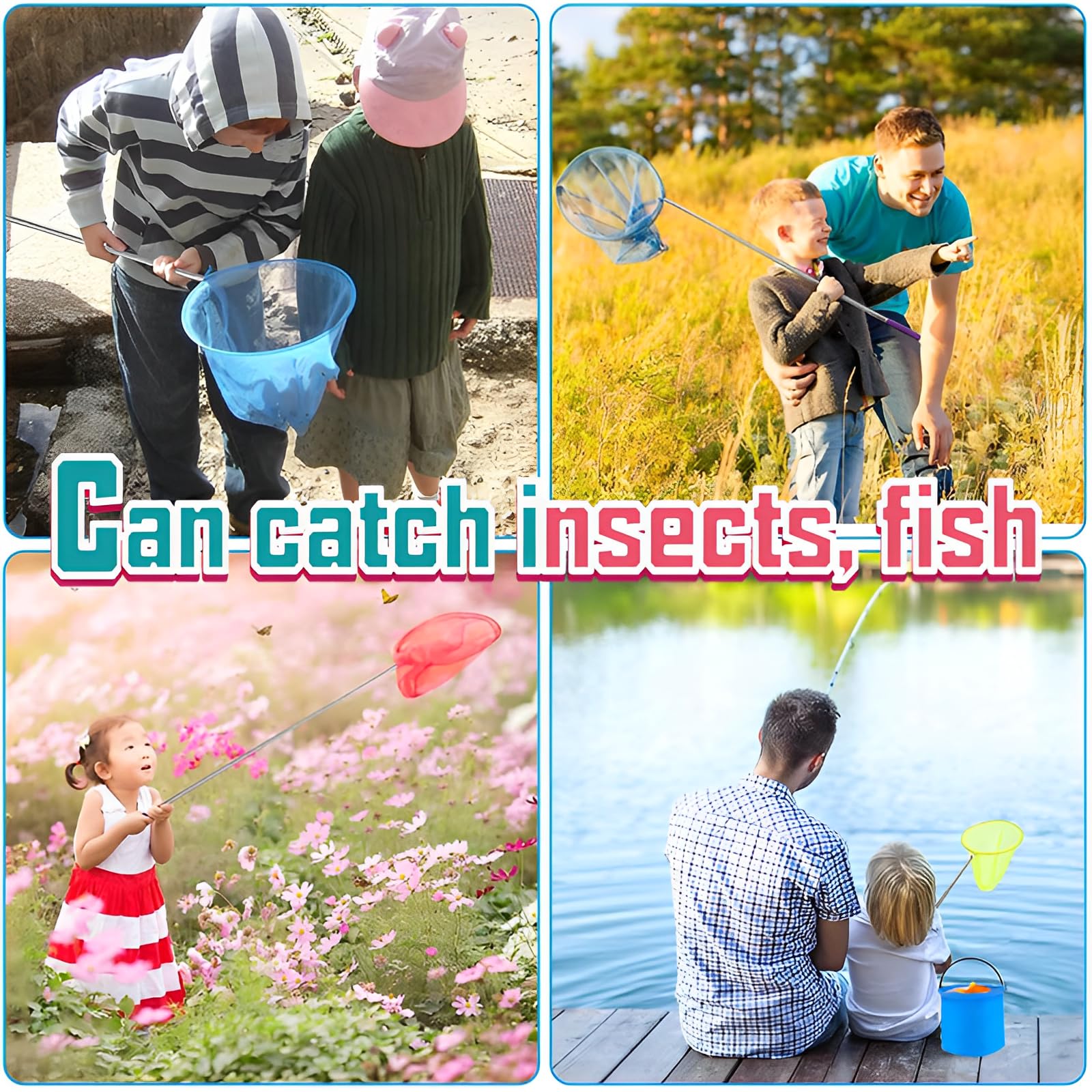 Guadino Da Pesca Retino Per Piscina TFSZE 5 Pezzi Farfalla Rete Con Pieghevole Benna, Retino Per Farfalle, Bambini Rete Da Pesca, Farfalla Telescopica Reti, Per Bambini Cattura Farfalla Insetti Piccoli Pesci In - 3