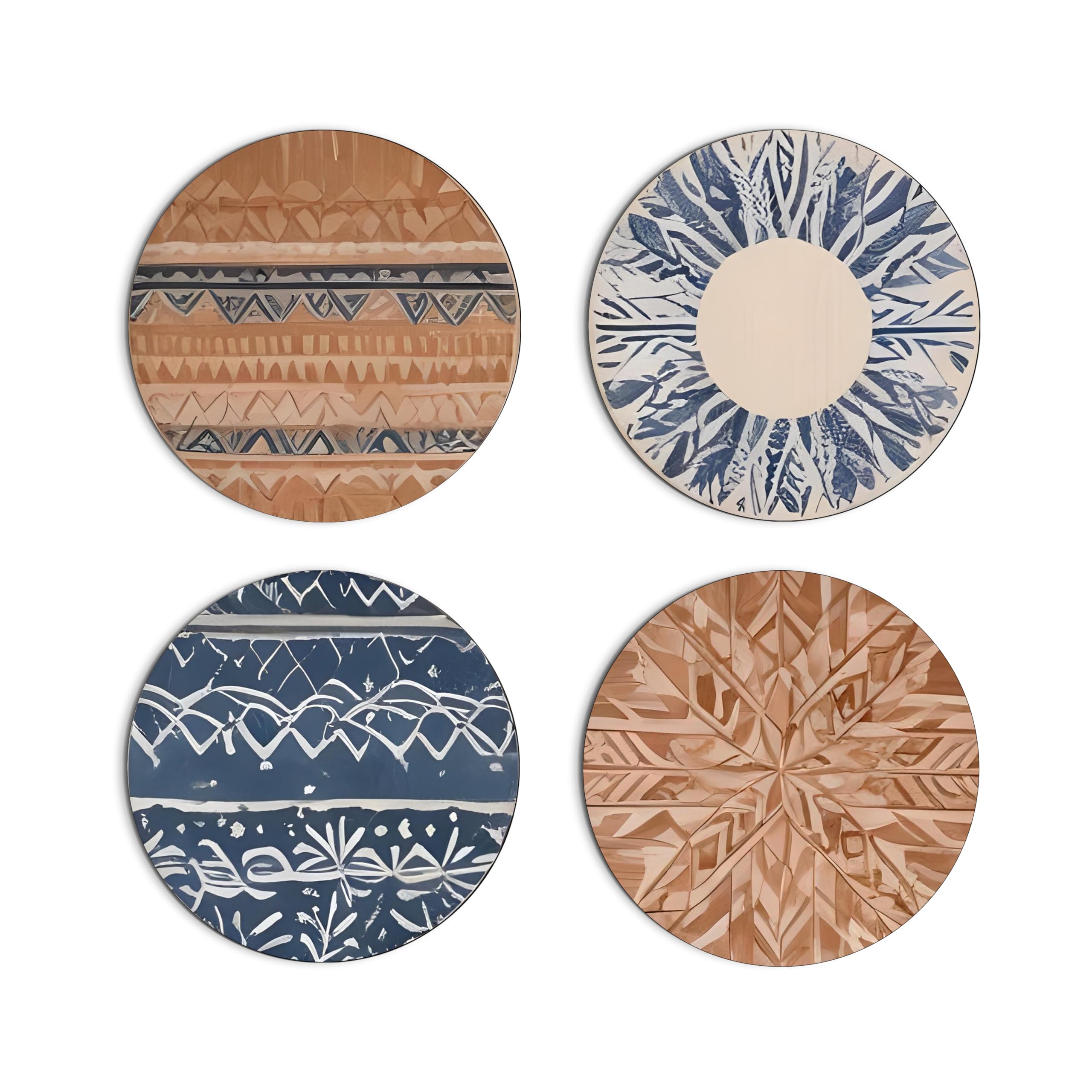 4-Piece Big Size Unique Wall Art Scandinavian, Boho Wall Art, Wooden Handmade Textured Wall Painting, Wall Decor, for Living Room, Dining Room, Lobby