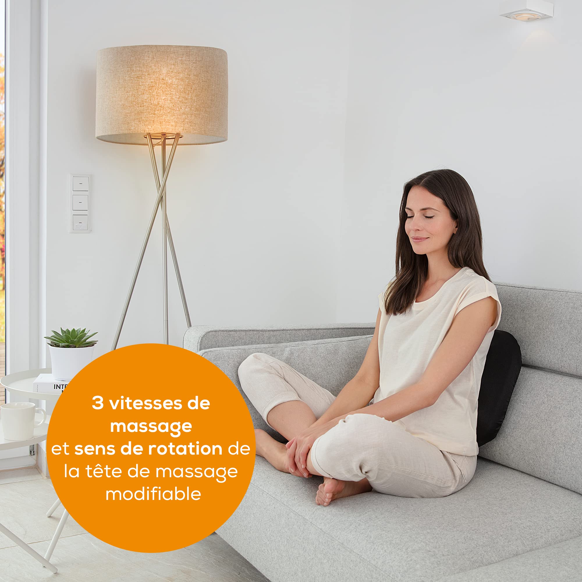 Beurer FM 70 Appareil de massage Shiatsu pour les pieds et le dos, massage bienfaisant avec fonction chaleur activable pour soulager les tensions, matériau agréable, avec arrêt automatique