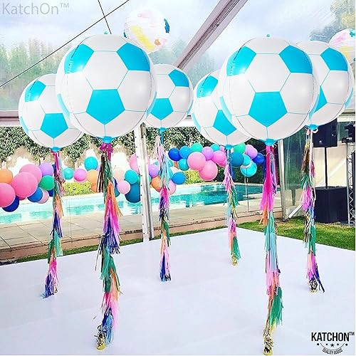 Miniatura 9 de KatchOn, Globos de fútbol azules grandes de 22 pulgadas, paquete de 6, globos azules de fútbol  Globos de fútbol azules y blancos de Mylar para
