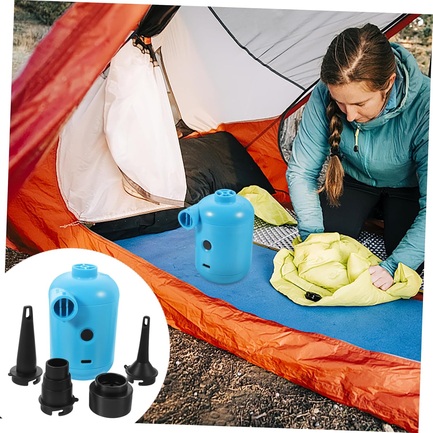 Kisangel Electric Air Pump Household Inflator Travel Air Pump Cup Straps Electric Inflator Air Pump Inflatable