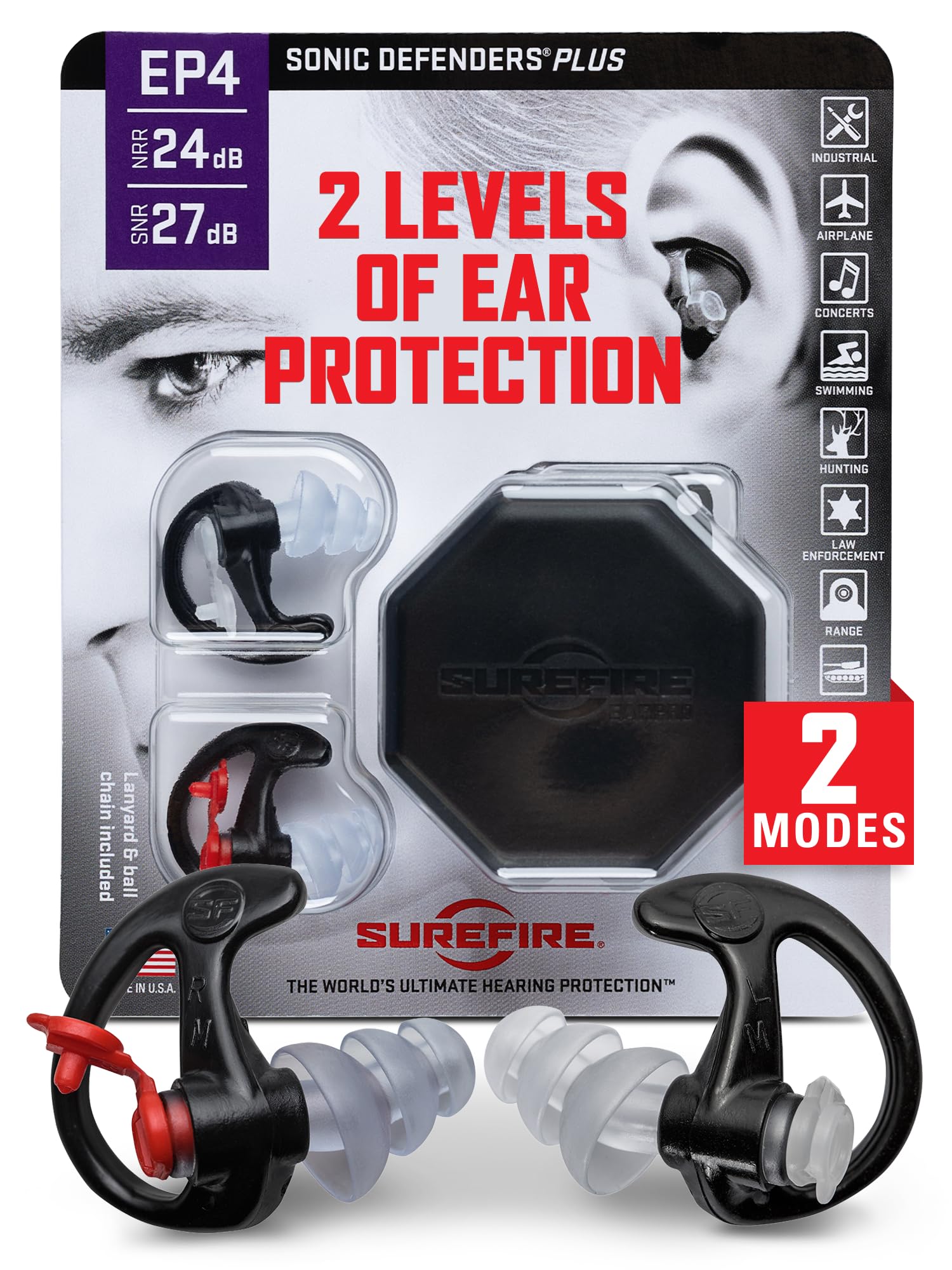 SureFire EP4 Sonic Defenders Plus filtered Earplugs, triple