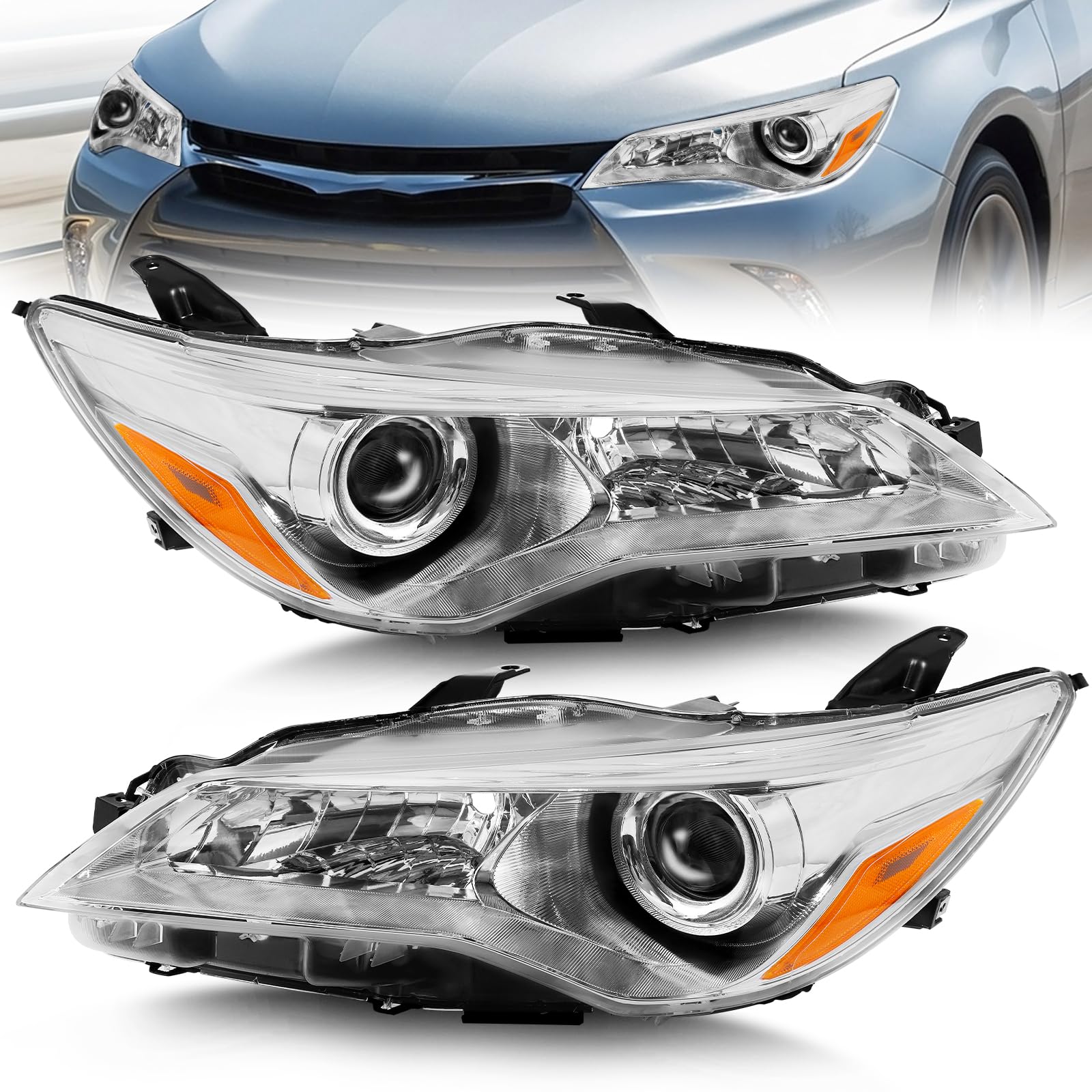 Photo 1 of ***SAME SIDES*** Bincmay Headlight Assembly Fit For 2015-2017 Toyota Camry 2015 2016 2017 Toyota Camry Headlight Assembly Black Housing Amber Reflector-S