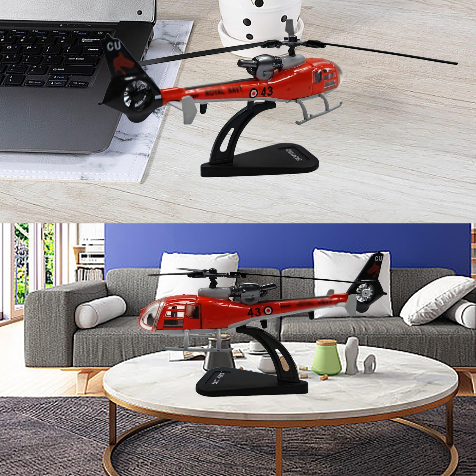 Modello elicottero SA341 in scala 1:100 collezione in lega Pale rotanti, decorazione for display tavolo for adulti, regalo perfetto for gli appassionati aviazione regalo compleanno
