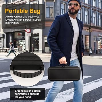 XINGFUDAO Hard Carrying Travel Case Compatible with Dyson Airstraight HT01 & Power Supply, Shockproof and Waterproof Travel Bag with Mesh Pocket for Straightener Accessories, Black