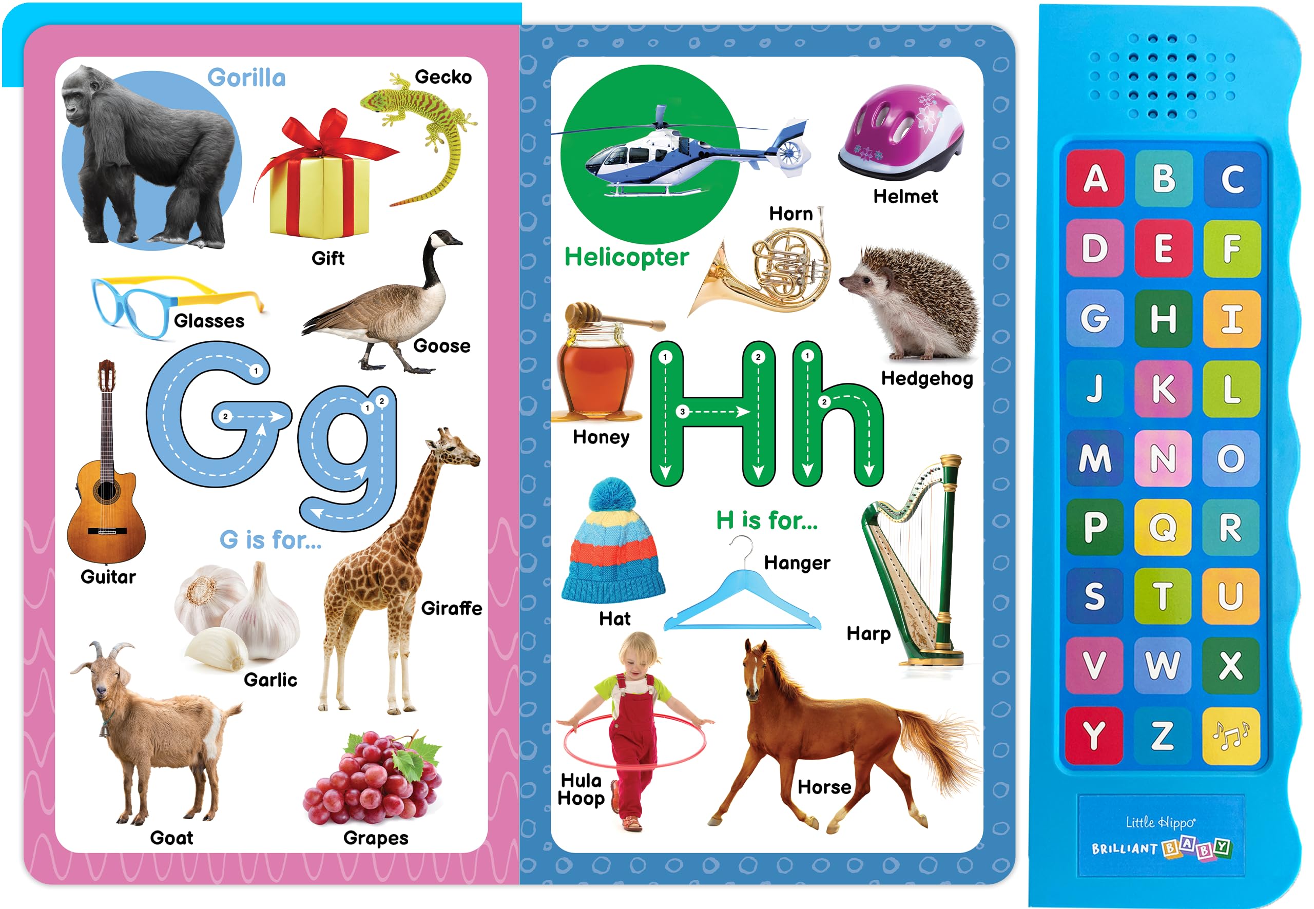 Little Hippo Libros Listen and Learn ABC Book | Libros de sonido educativos preescolares para niños | Libros educativos brillantes para bebés y libros para niños | Libro del alfabeto ABC con sonidos