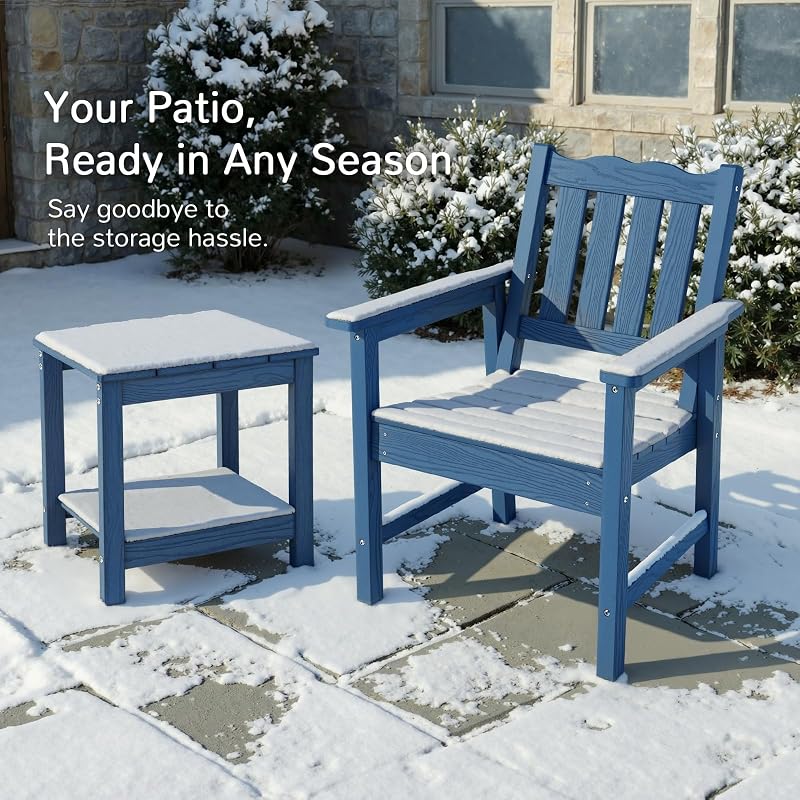 Stoog Patio Dining Chair, All Weather Outdoor Chair, 400 lbs Capacity, Blue image 6